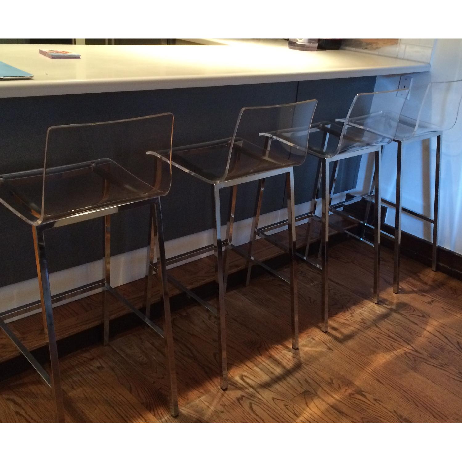 CB2 Chrome Plated & Acrylic Bar Stools - image-1