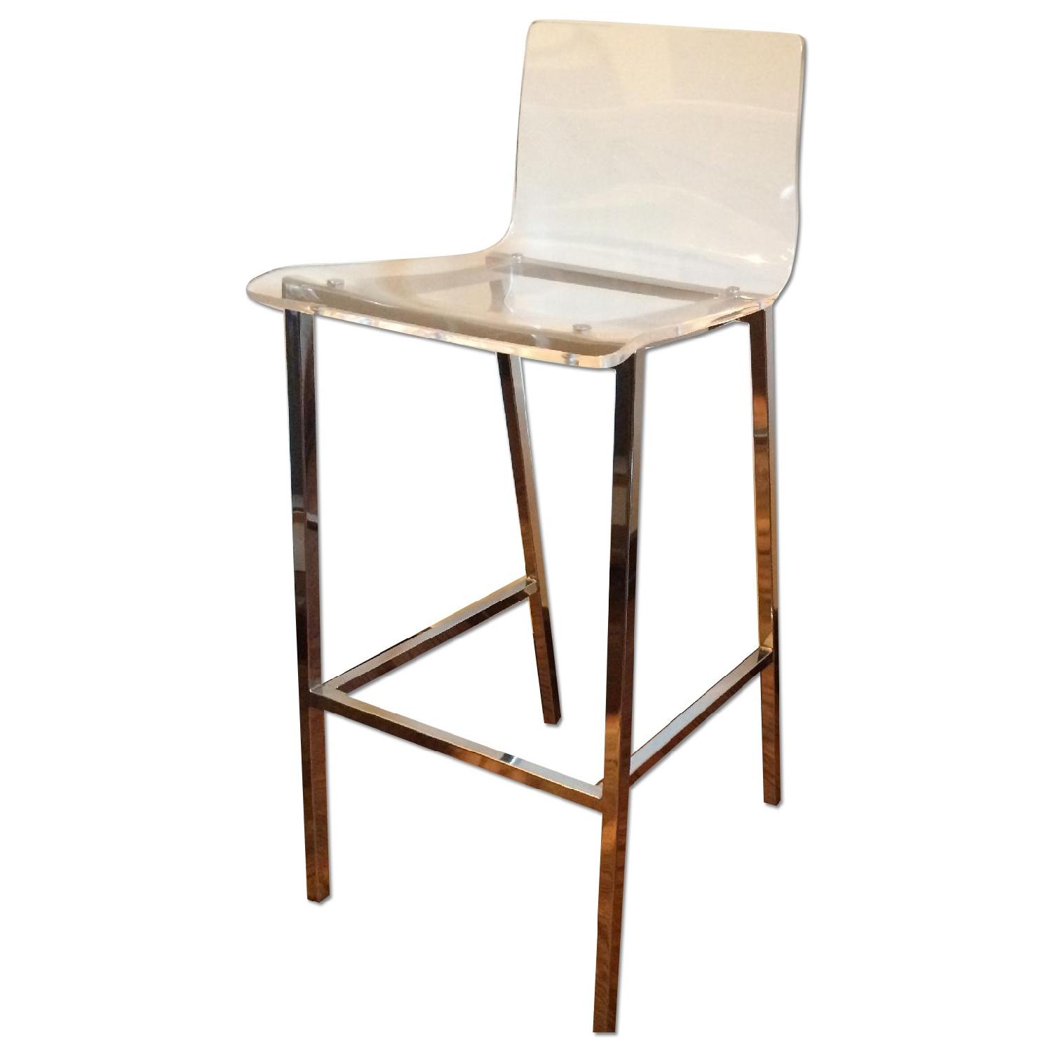 CB2 Chrome Plated & Acrylic Bar Stools - image-0