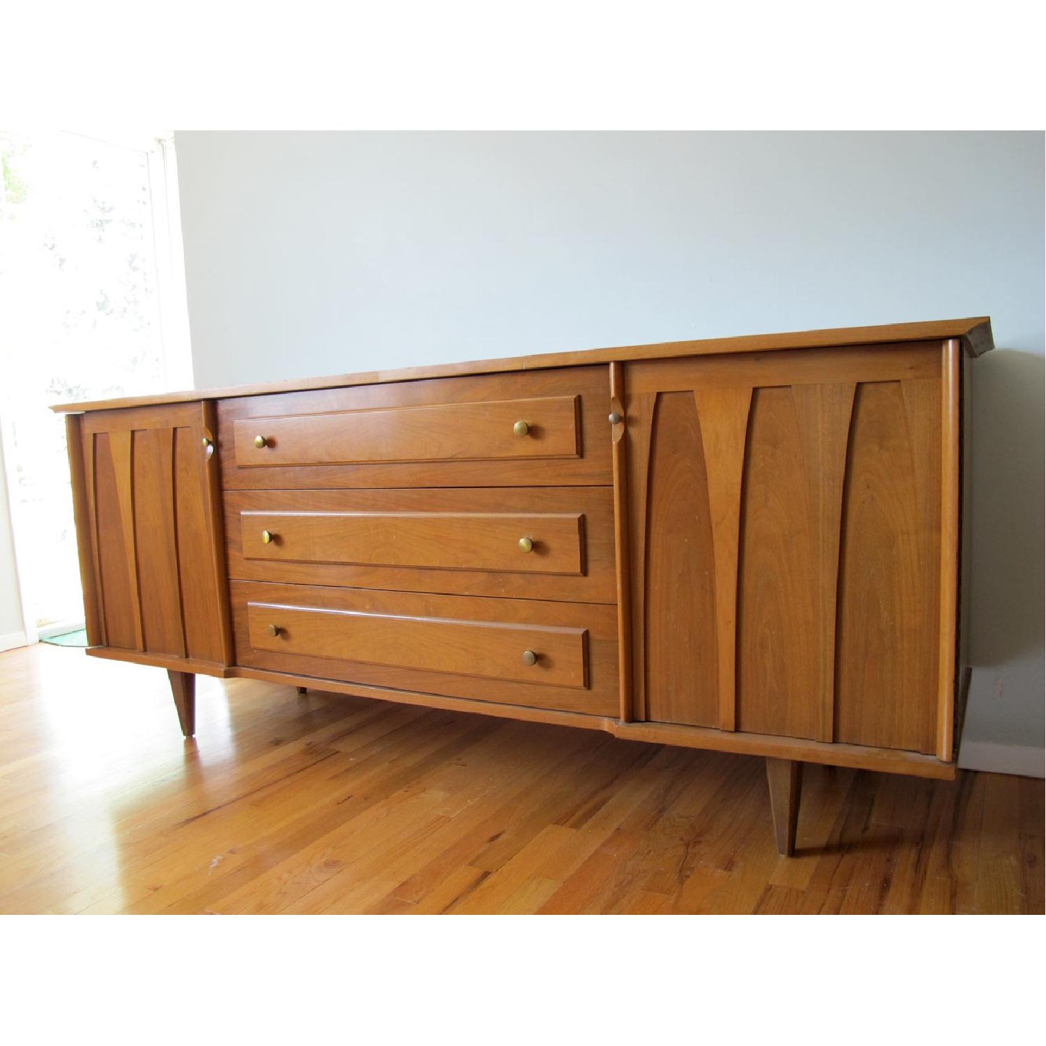 MidCentury Modern 2 Piece Credenza Dresser w/ Display AptDeco