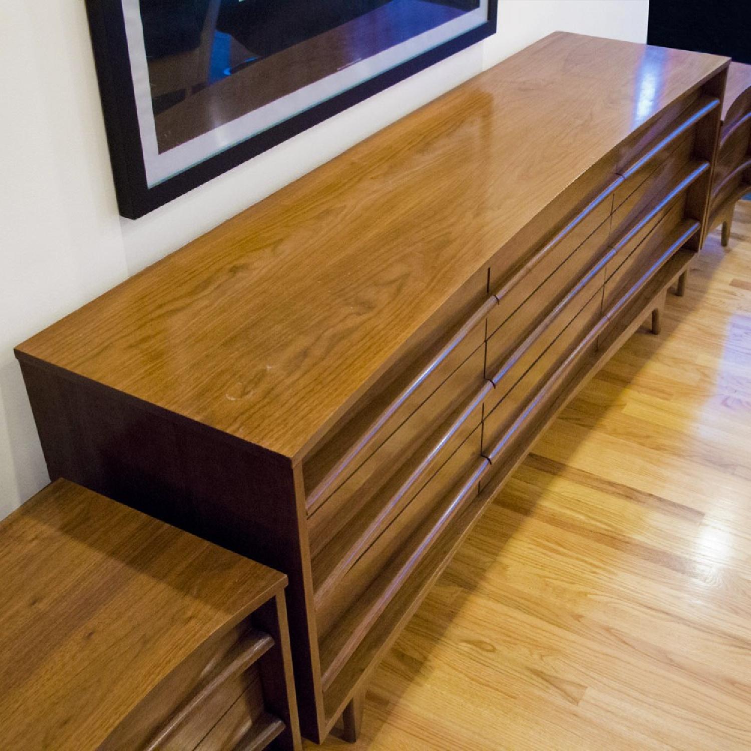 Young Manufacturing Mid Century Modern Walnut Curved Front Dresser - image-1