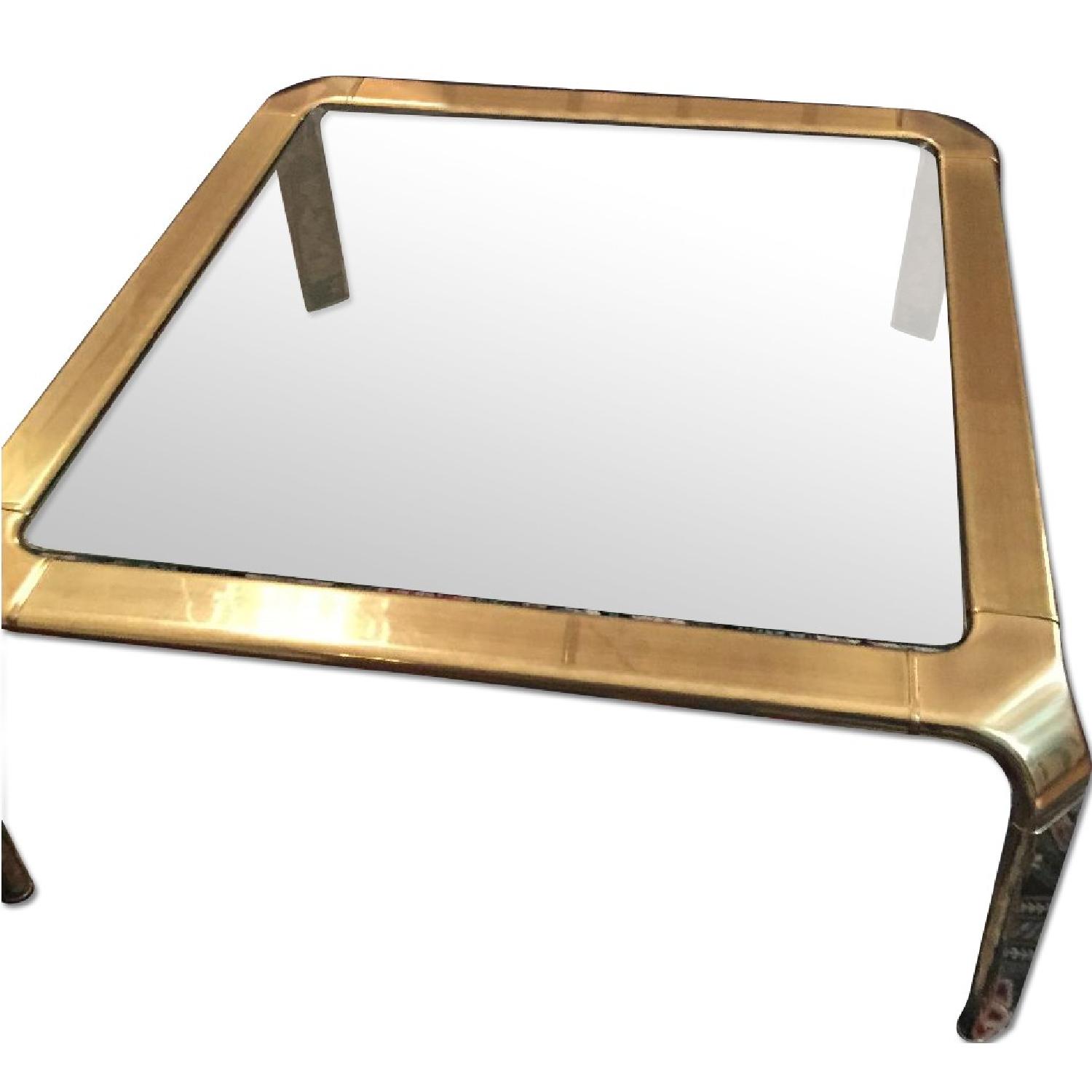 Retro Coffee Table with Beveled Glass Top AptDeco