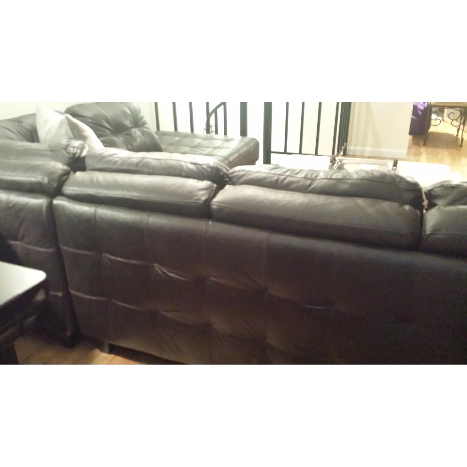Brown Leather Sectional with Right-Facing Chaise - image-1