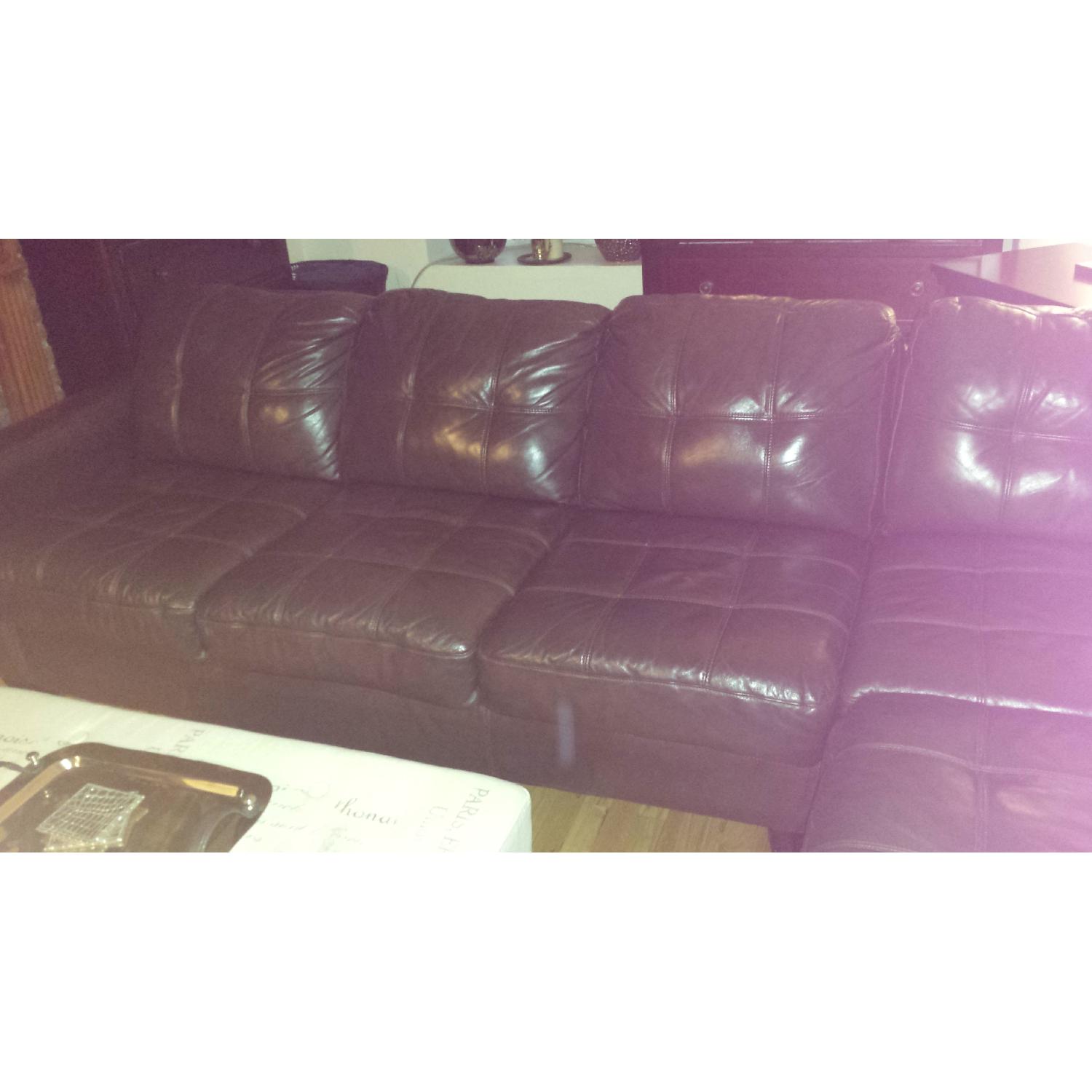 Brown Leather Sectional with Right-Facing Chaise - image-3