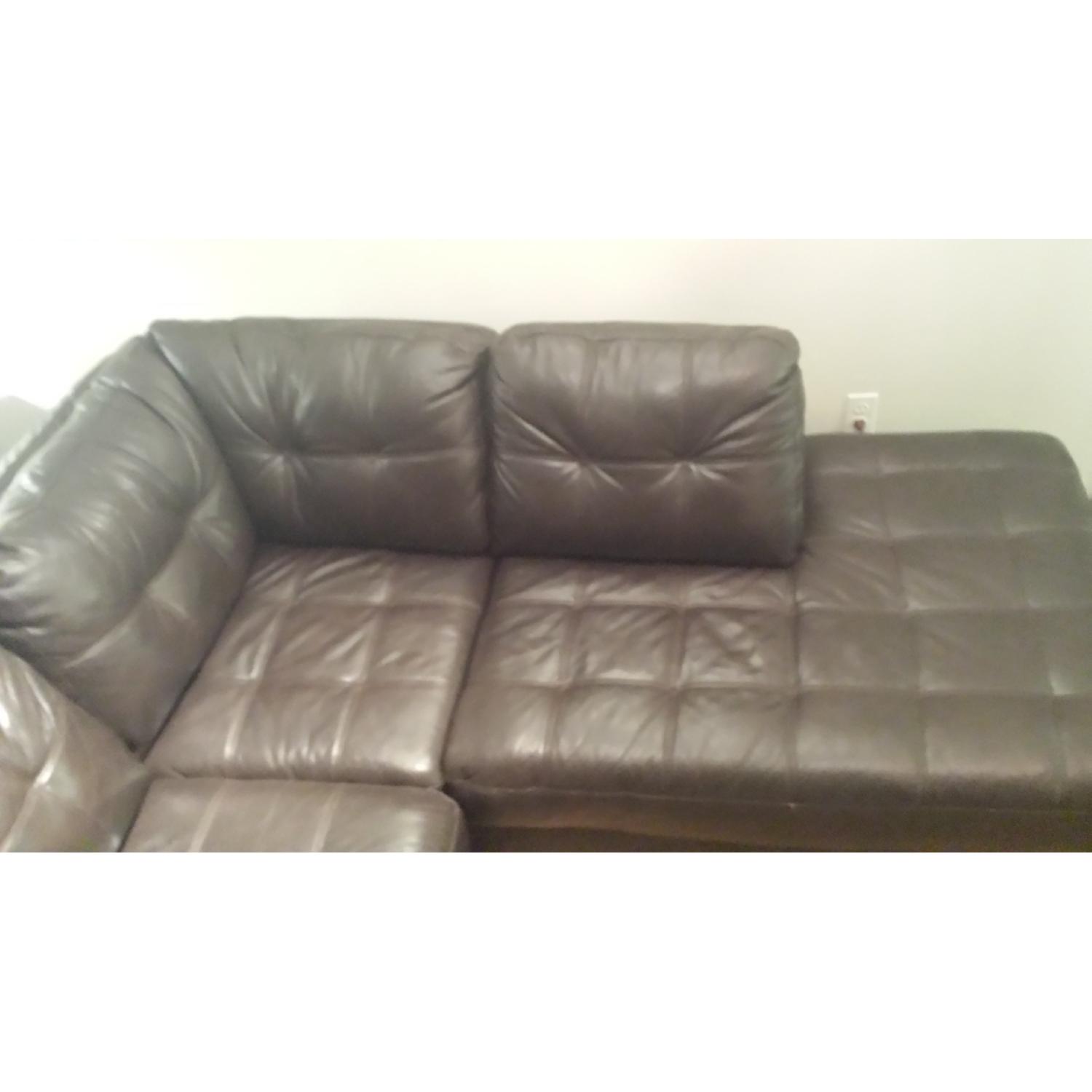 Brown Leather Sectional with Right-Facing Chaise - image-6