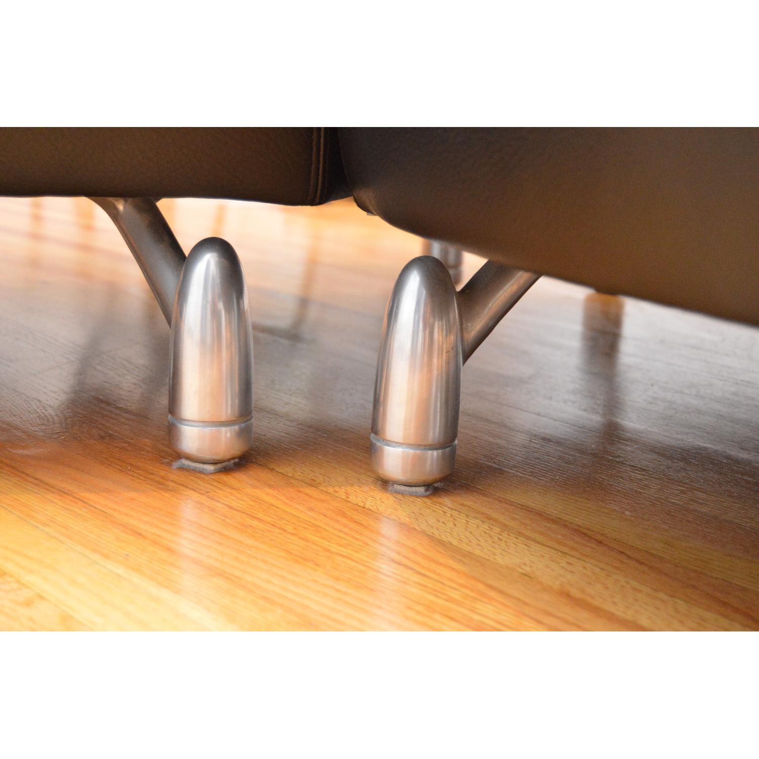 Leolux Black Leather Couch w/ Chaise Lounge - image-7