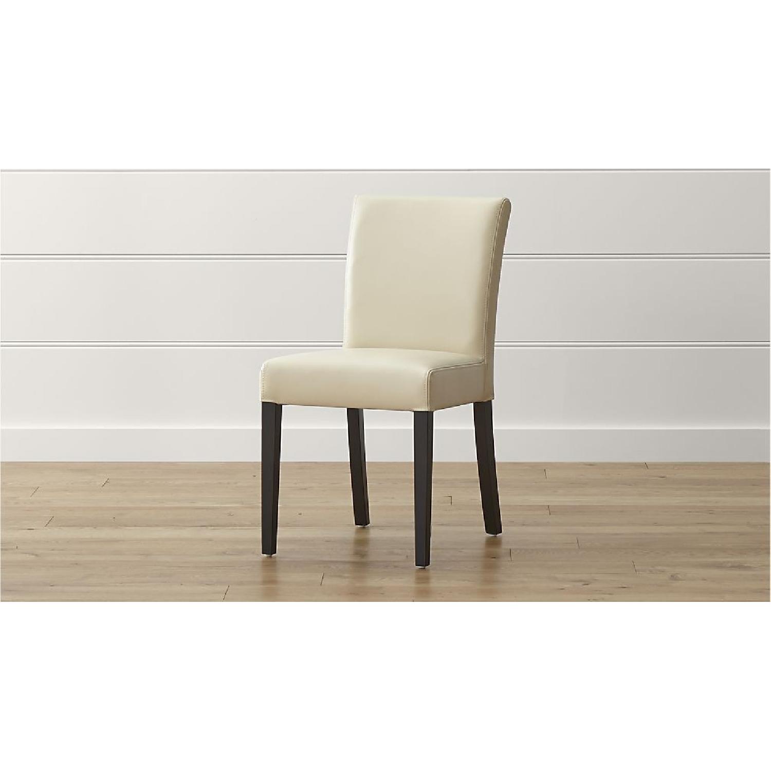 Crate & Barrel 2 Lowe Ivory Leather Dining Chairs - image-3