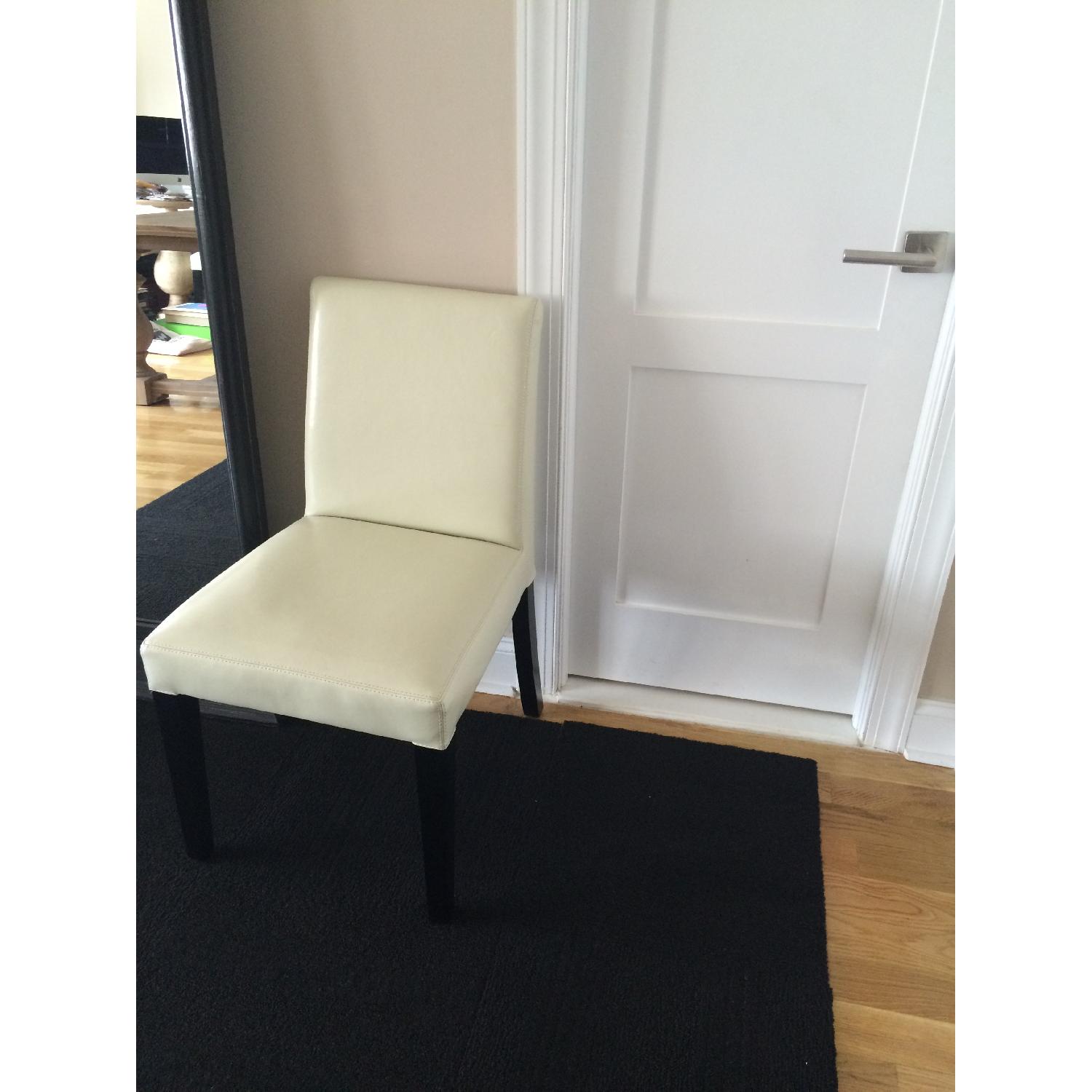 Crate & Barrel 2 Lowe Ivory Leather Dining Chairs - image-4