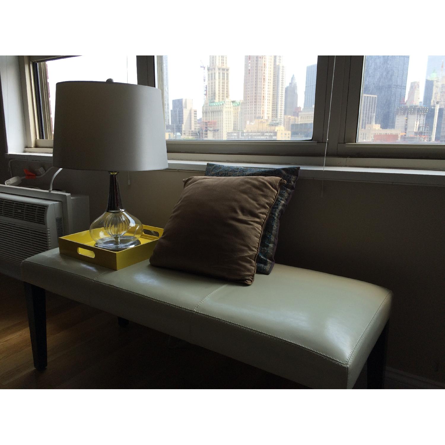 Crate & Barrel 2 Lowe Ivory Leather Dining Chairs - image-7