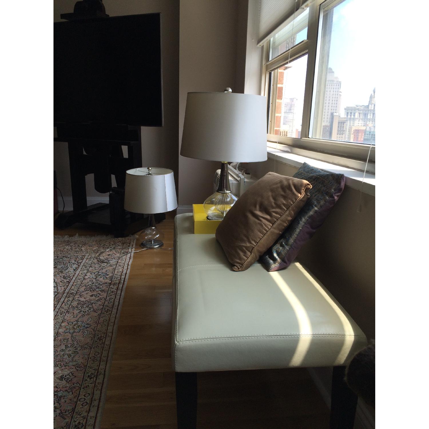 Crate & Barrel 2 Lowe Ivory Leather Dining Chairs - image-8