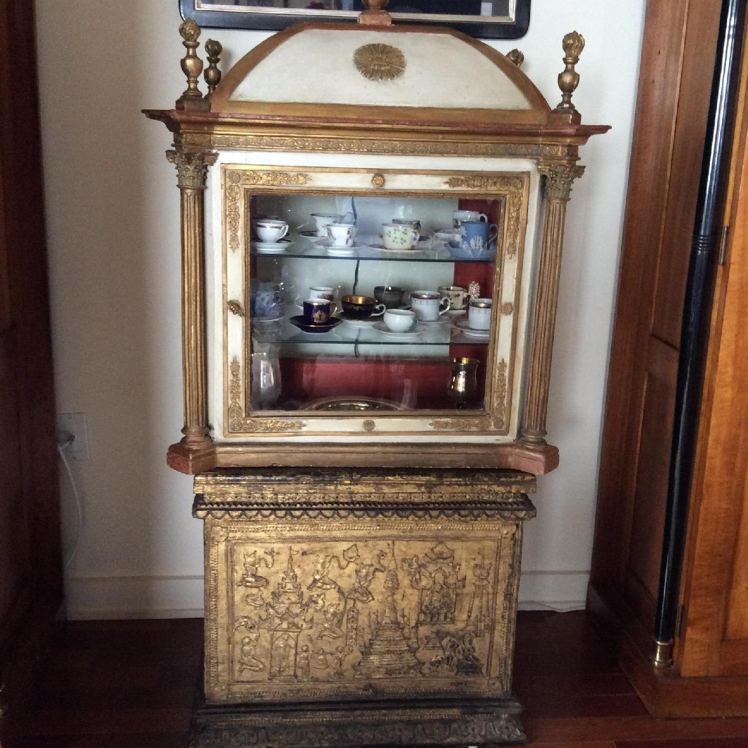 Antique Curio Cabinet & Stand - image-1