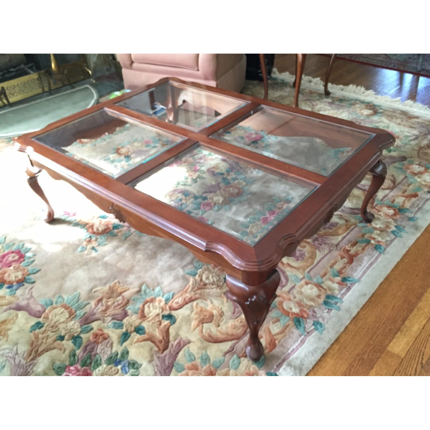 Ethan Allen Glass Panel Coffee Table - image-1