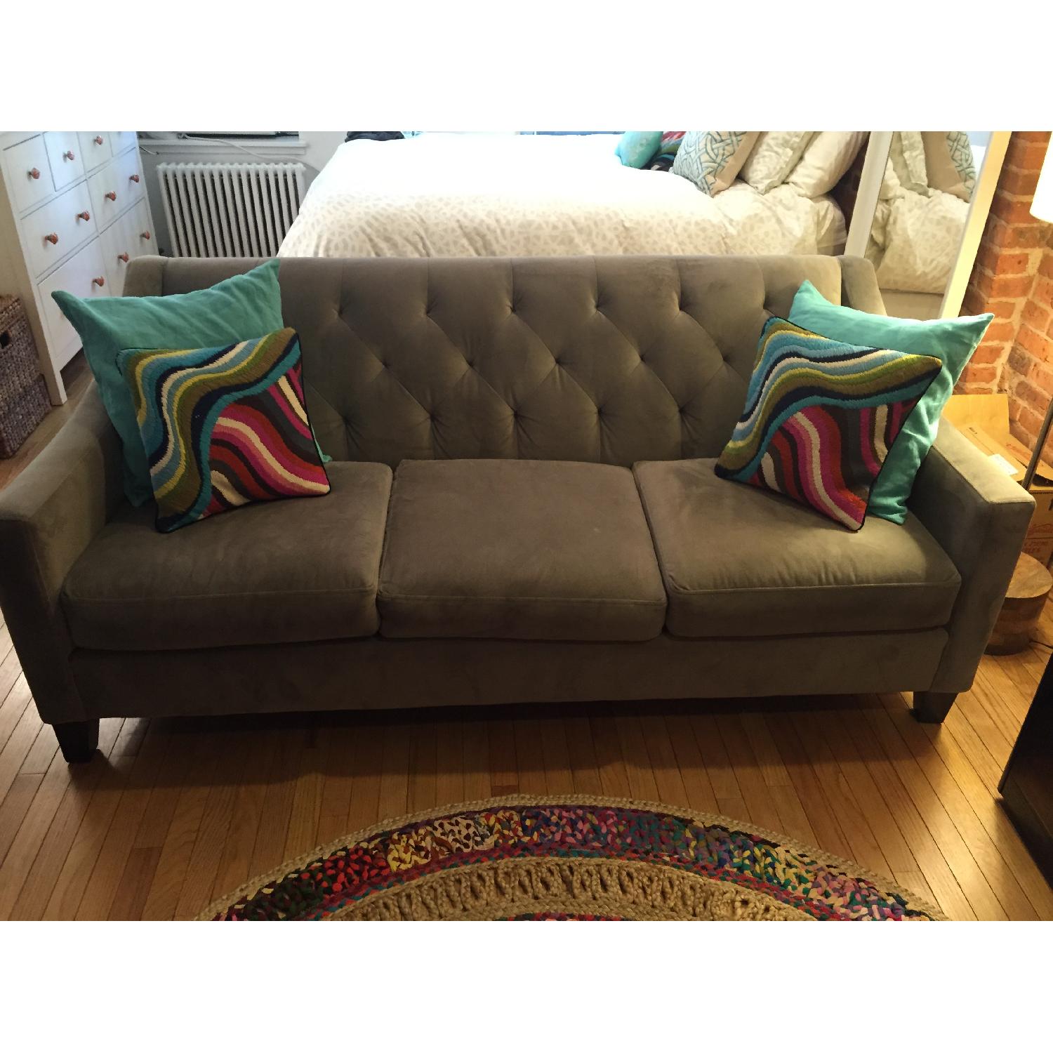 Macy's Chloe Velvet Tufted Sofa- Granite - AptDeco