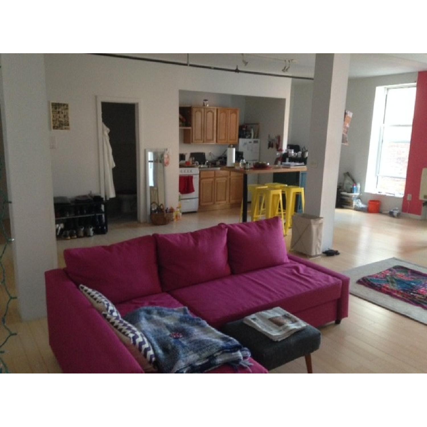 Ikea Pink Sofa Bed with Chaise - image-1