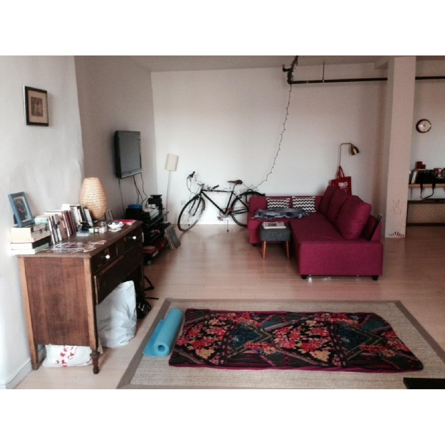 Ikea Pink Sofa Bed with Chaise - image-4