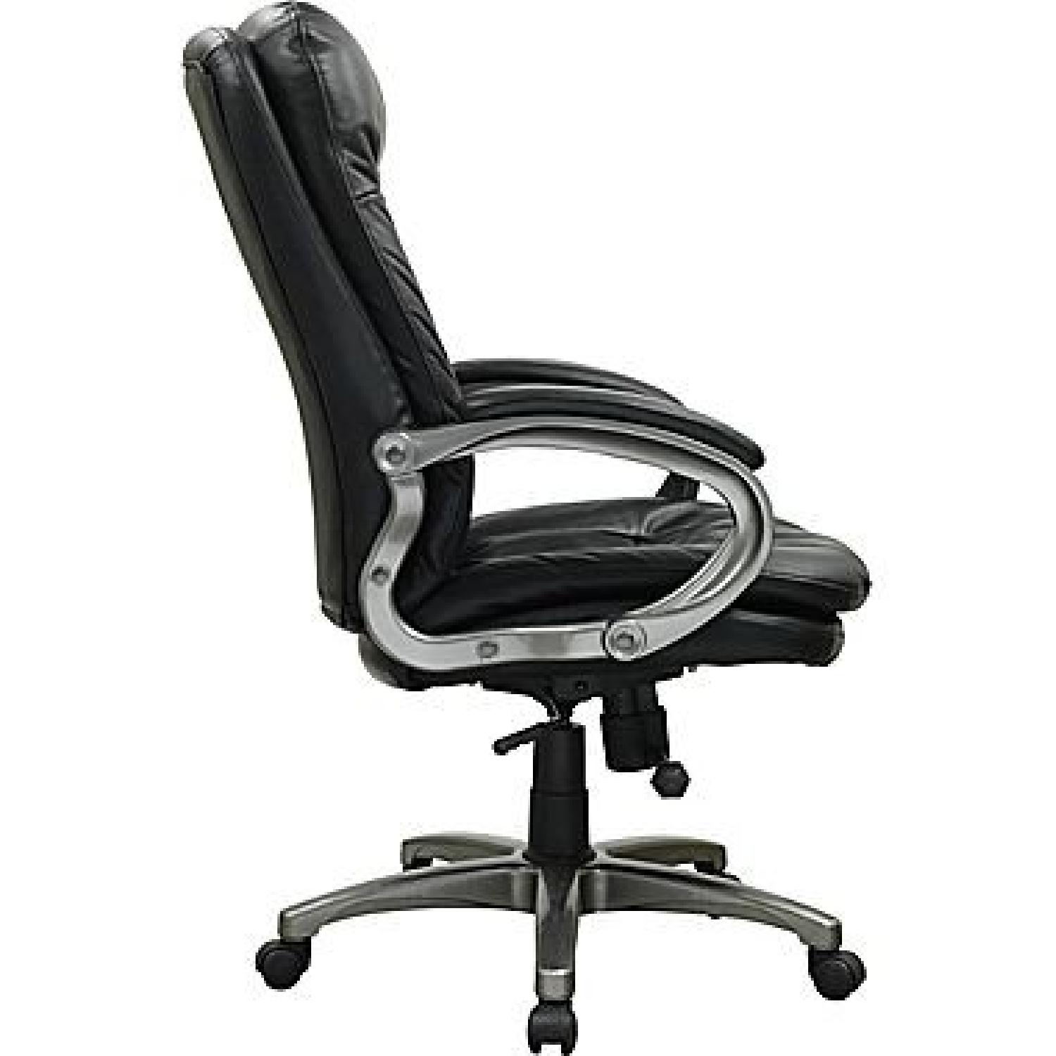 Staples Montbrook Top Grain Leather Mid-Back Managers Black Chair - image-2