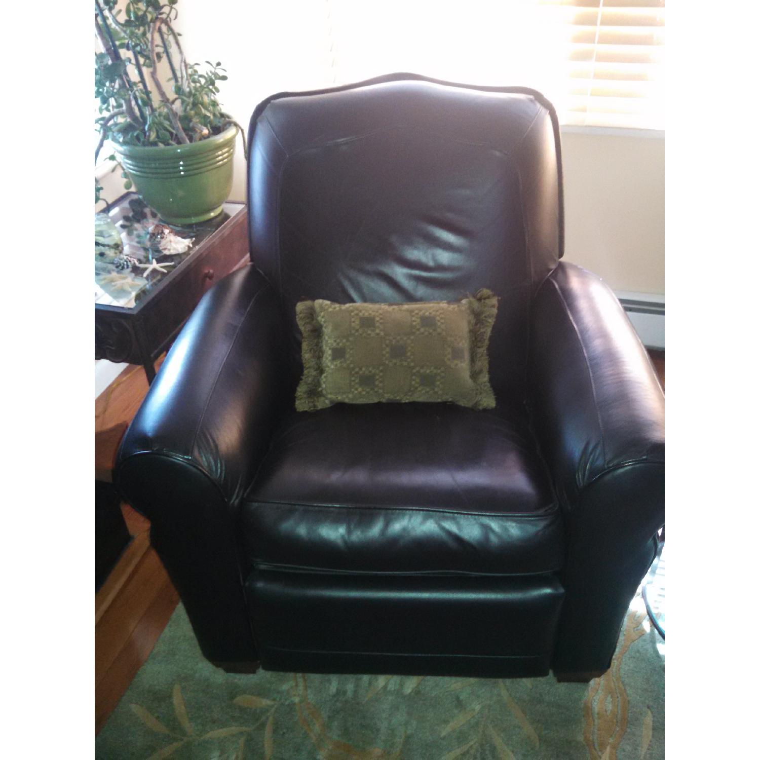 La-Z-Boy Black Leather Emerson Low Profile Recliner - image-1