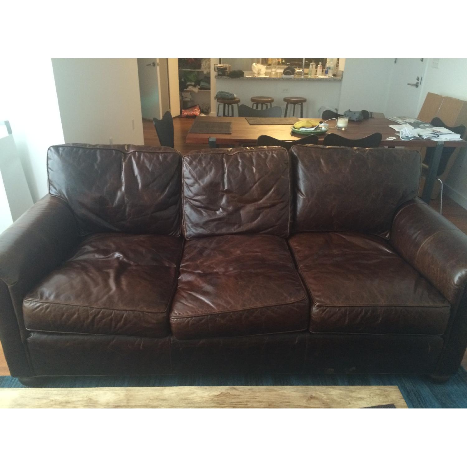 Restoration Hardware Lancaster Brown Leather Sofa Aptdeco