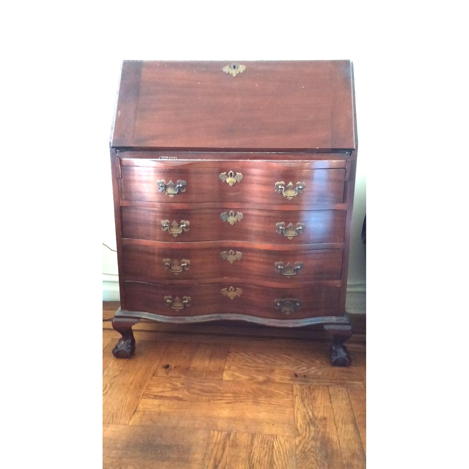 Maddox Colonial Reproductions Drop Leaf Curved Front Secretary Desk - image-1