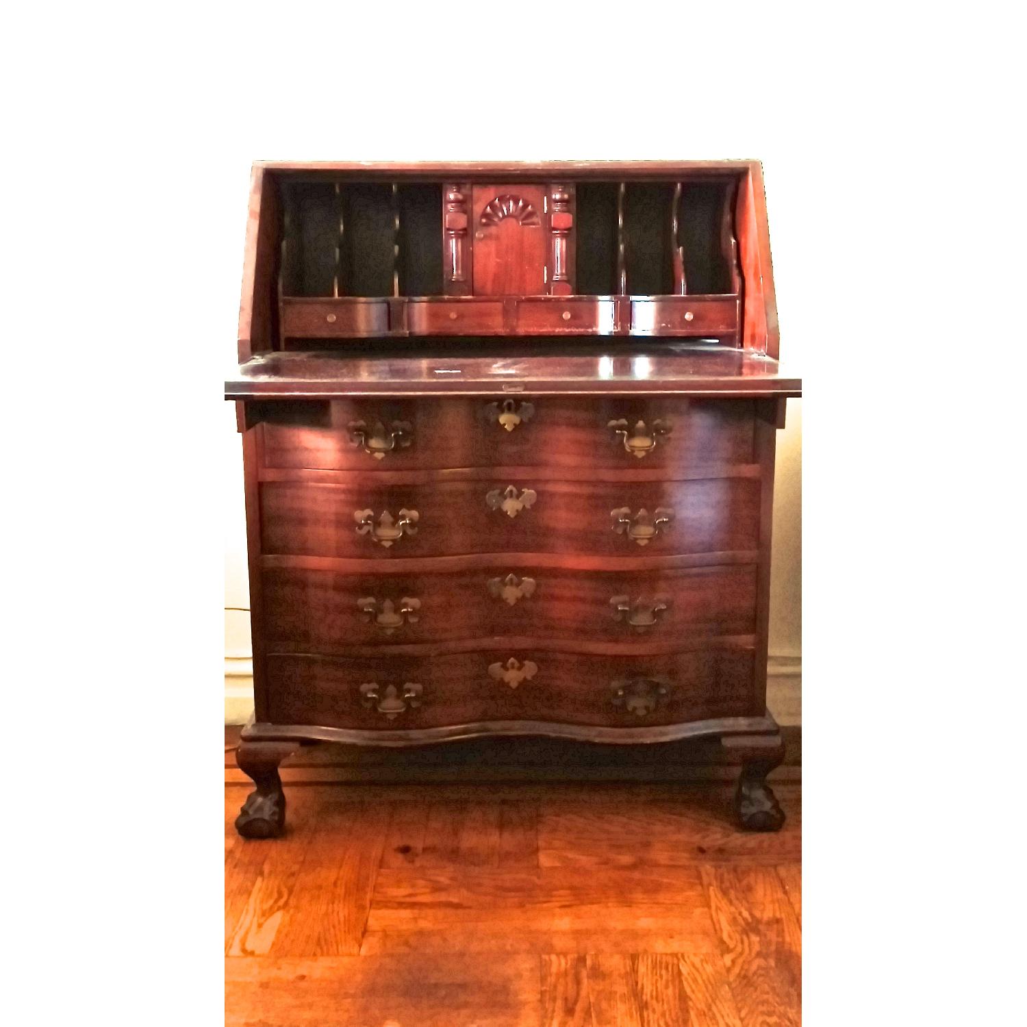 Maddox Colonial Reproductions Drop Leaf Curved Front Secretary Desk