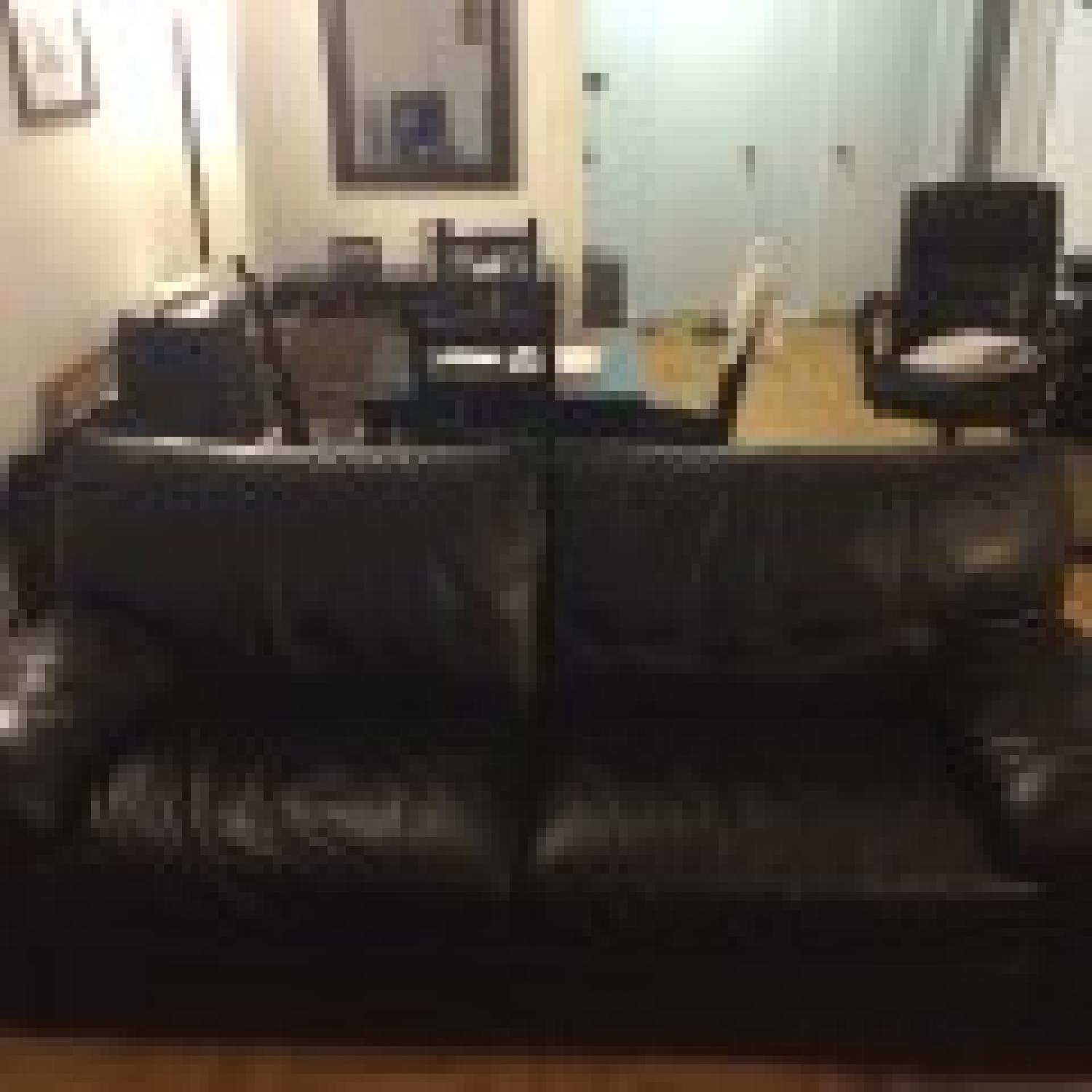 Ikea Black Leather Couch - image-1