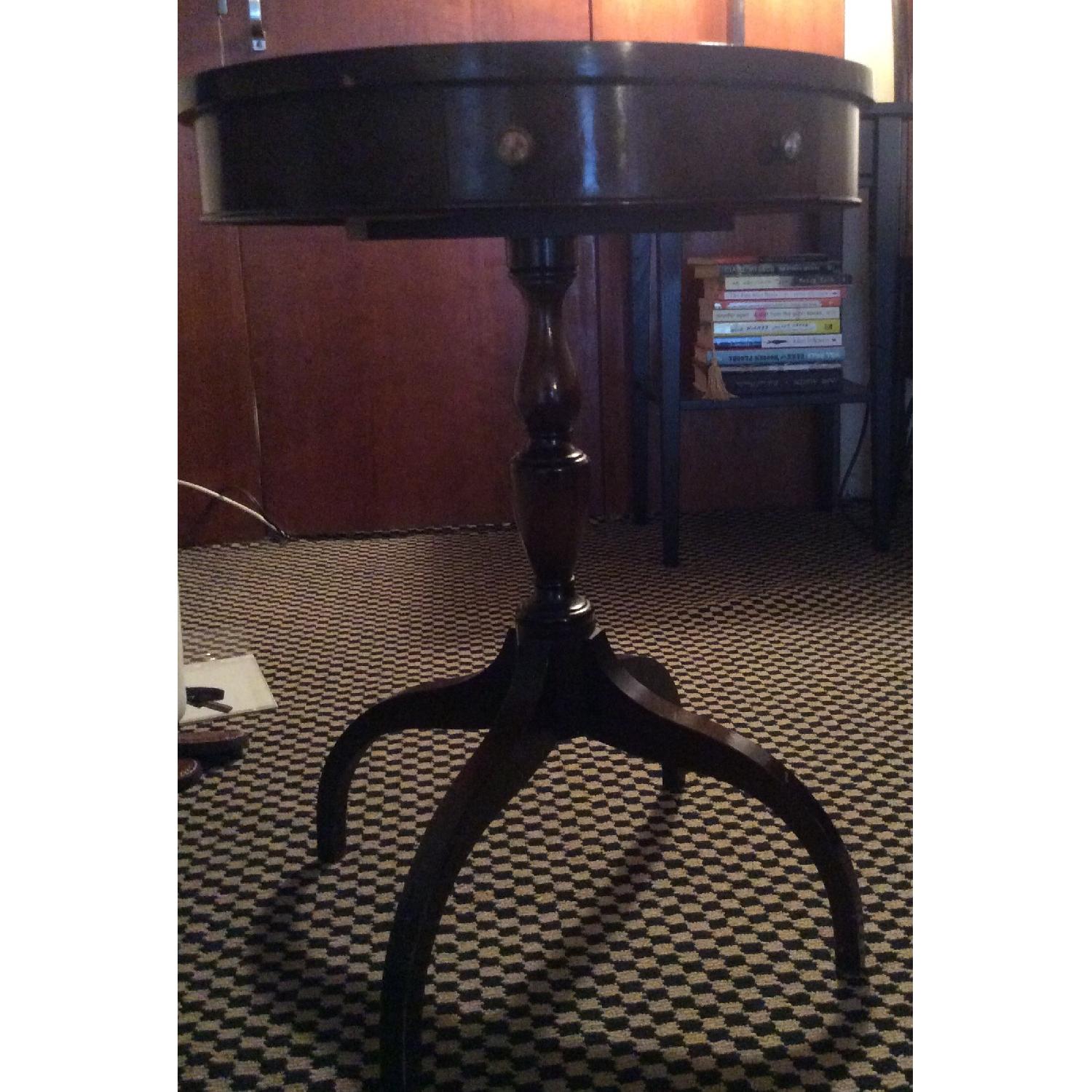 Antique Round Side Table w/ Drawer AptDeco