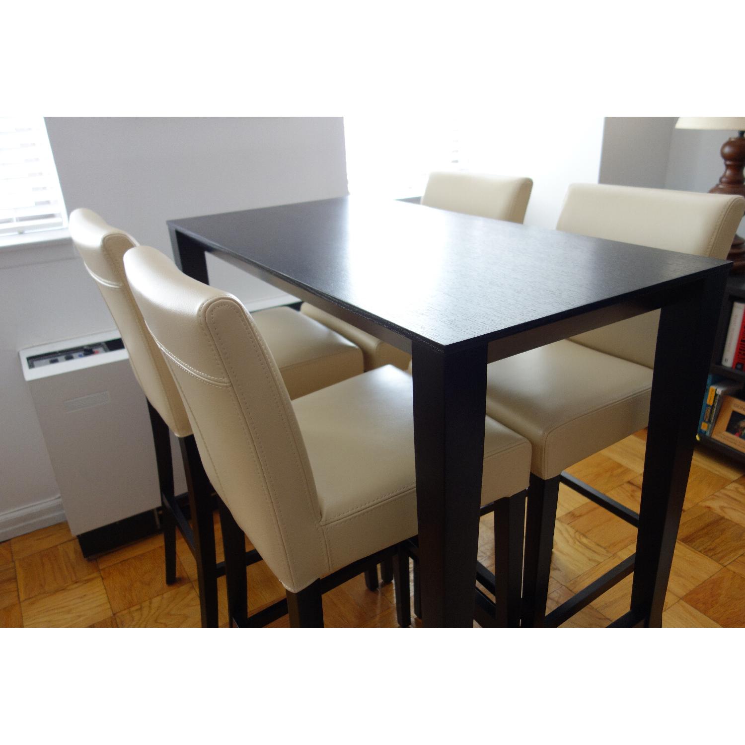 Crate & Barrel Triad High Dining Table w/ 4 Lowe Barstool Chairs AptDeco