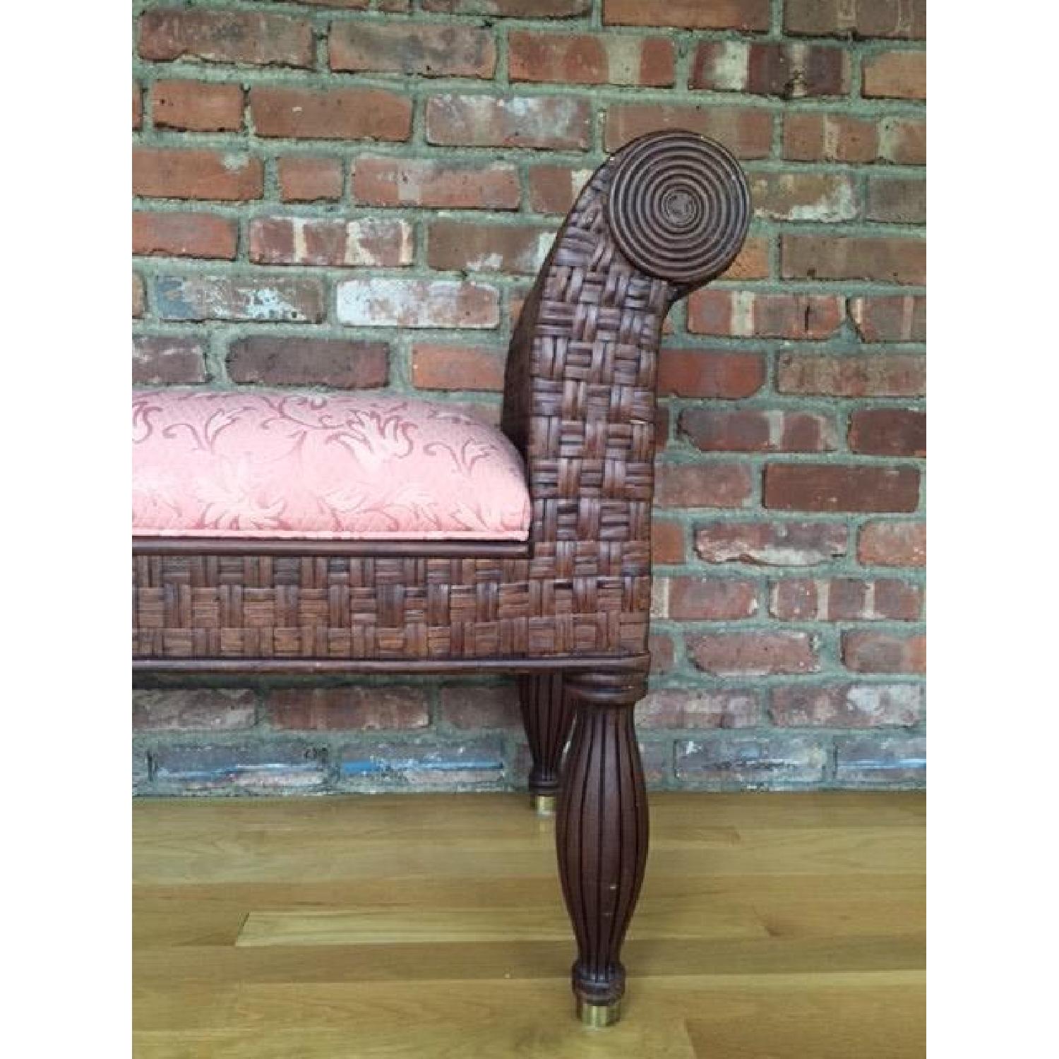 Ethan Allen Peach Wood/Cloth Bench - image-3