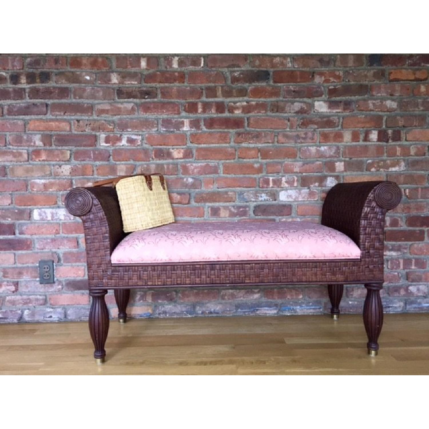 Ethan Allen Peach Wood/Cloth Bench - image-4