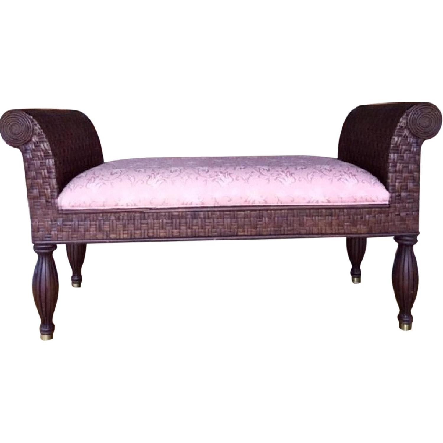 Ethan Allen Peach Wood/Cloth Bench - image-0