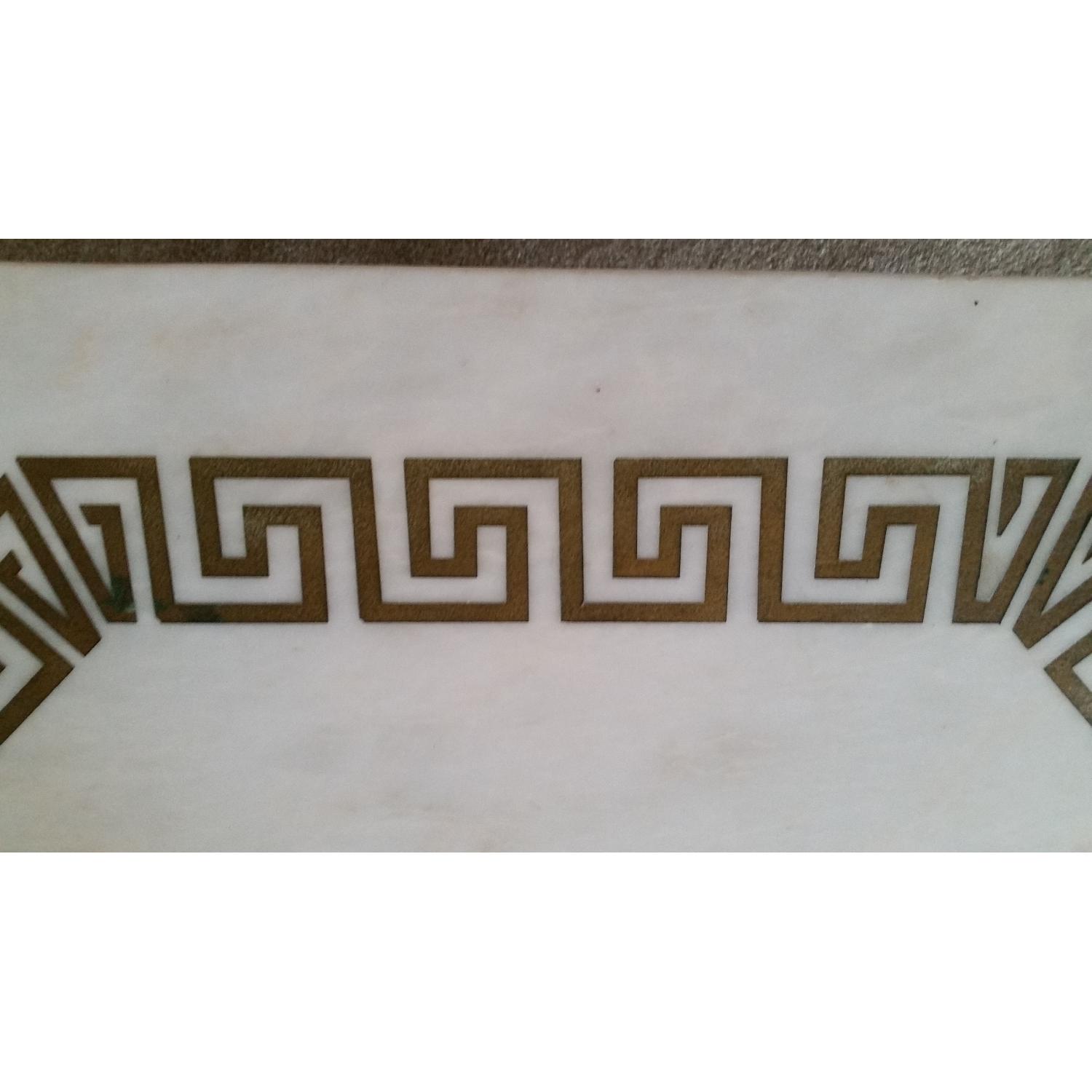 Hollywood Regency White Marble Coffee Table with Greek Key Design - image-6