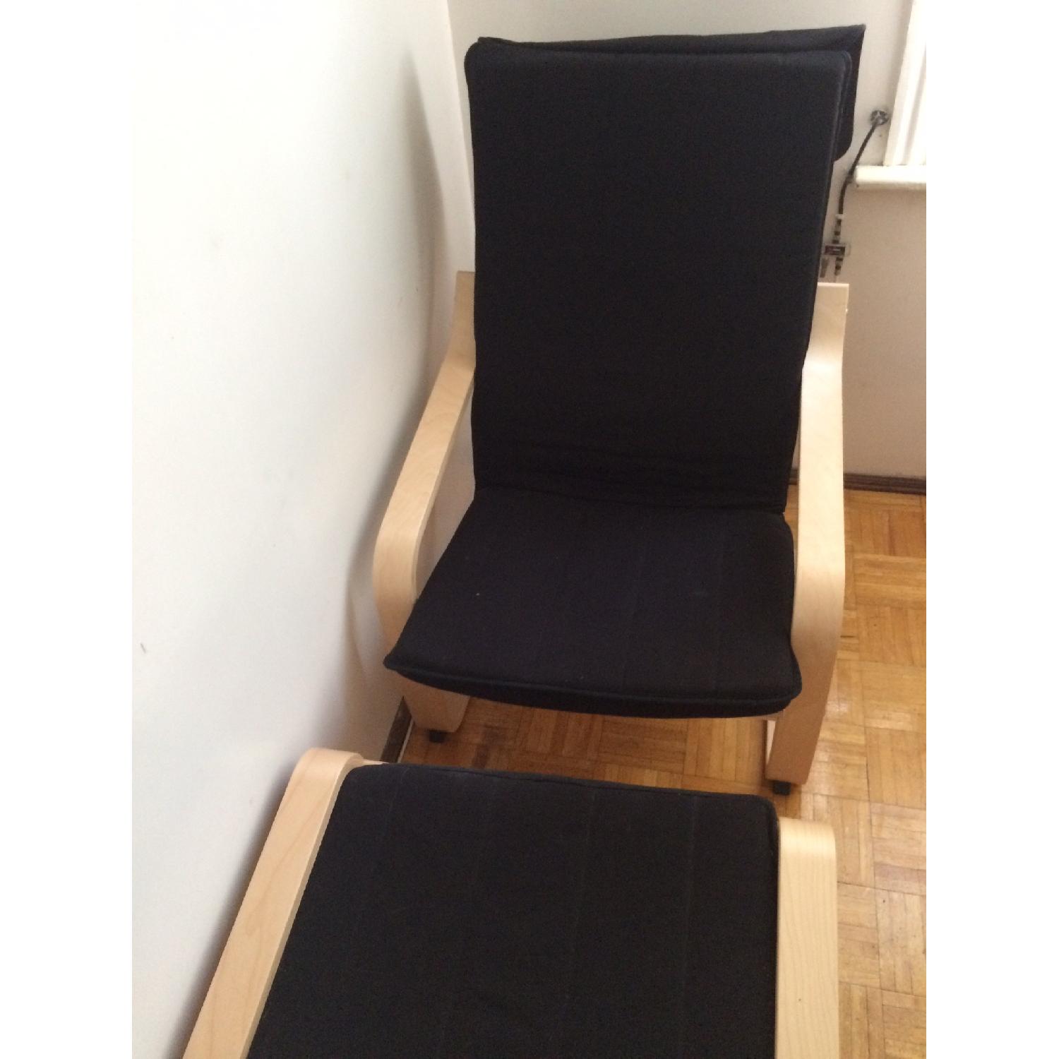 Ikea Black Poang Chair w/ Footstool - image-1