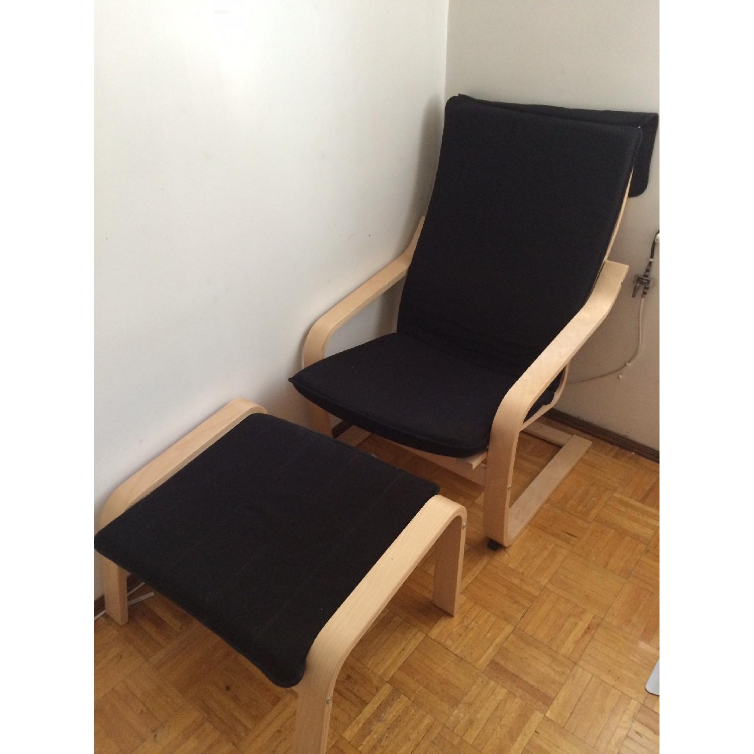 Ikea Black Poang Chair w/ Footstool - image-3