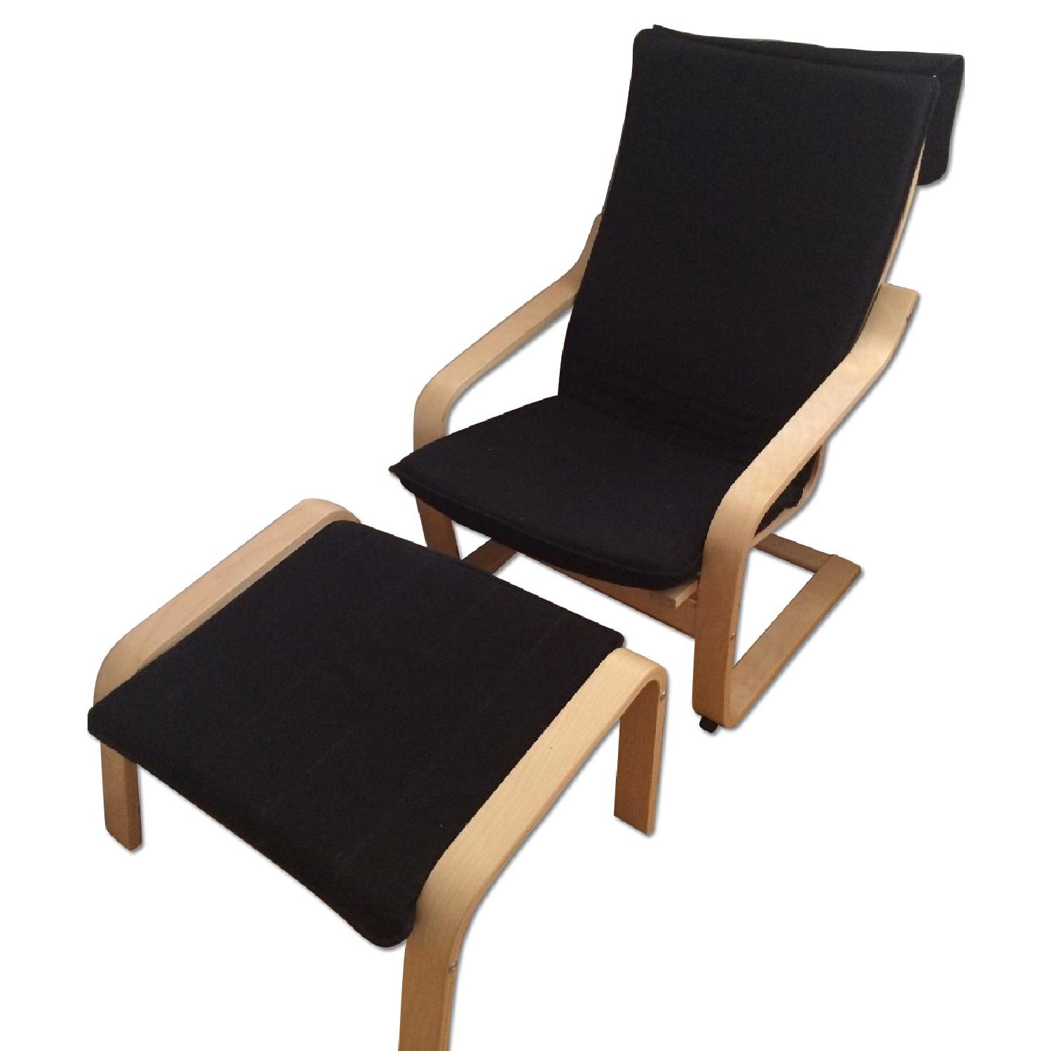Ikea Black Poang Chair w/ Footstool AptDeco