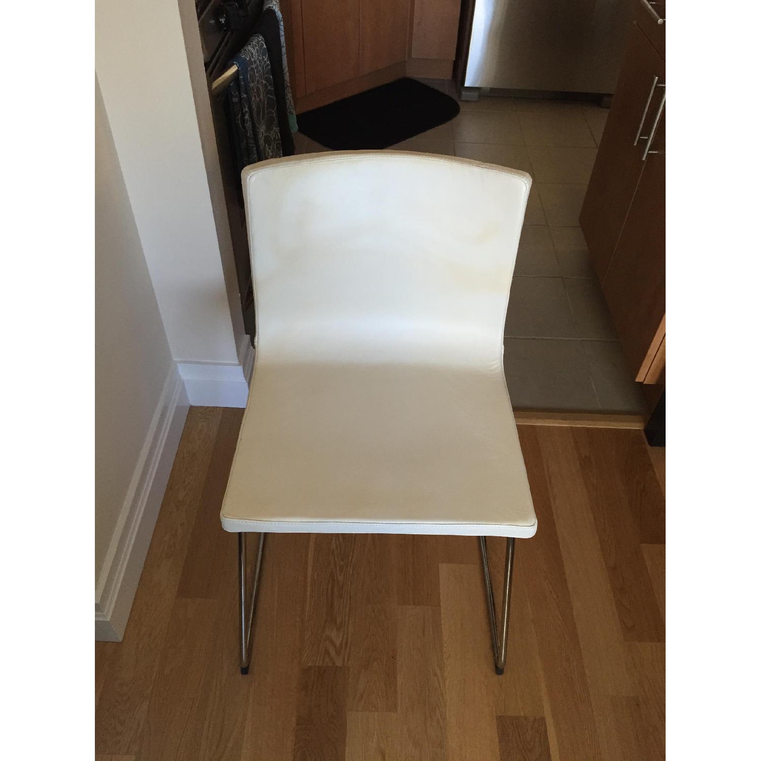 Ikea Bernhard White Leather Upholstered Dining Chairs - Pair - AptDeco