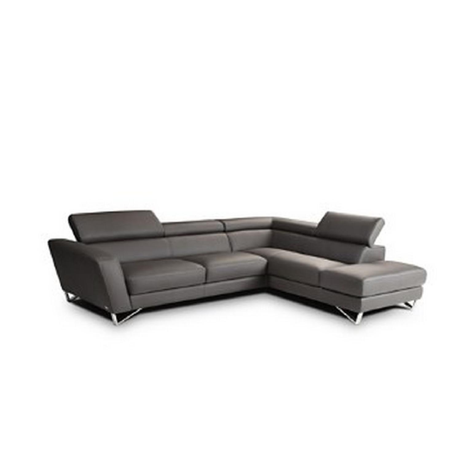 Nicoletti Delancey Grey Leather Sectional Sofa - image-1