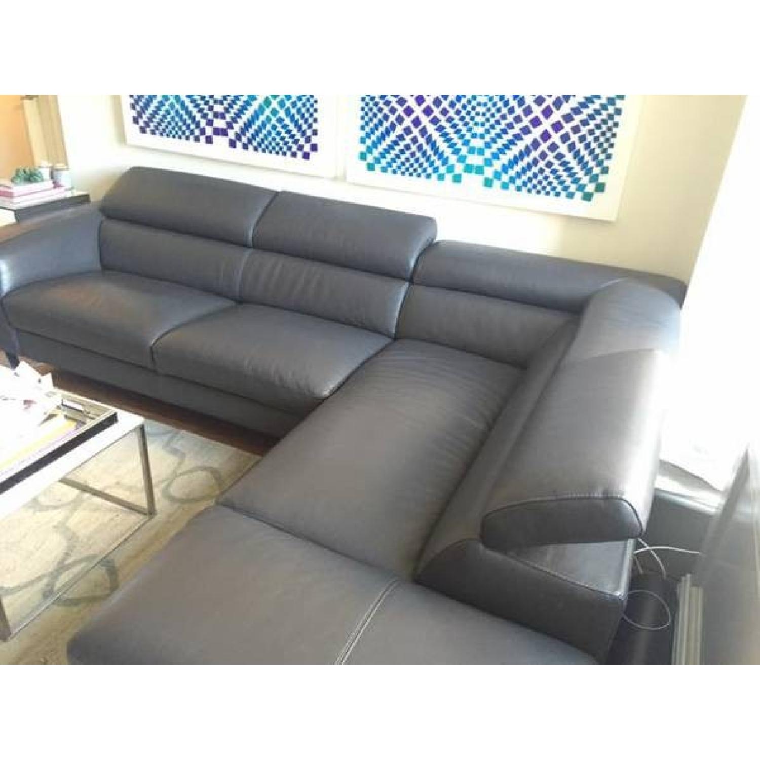 Nicoletti Delancey Grey Leather Sectional Sofa - image-2