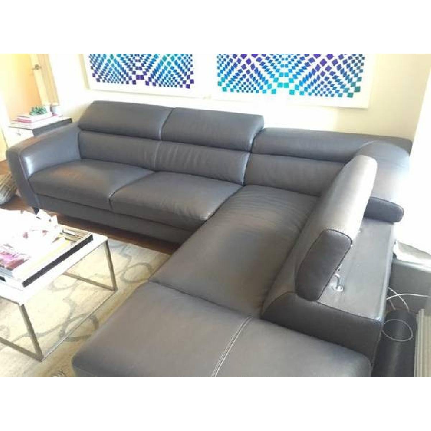 Nicoletti Delancey Grey Leather Sectional Sofa - image-3