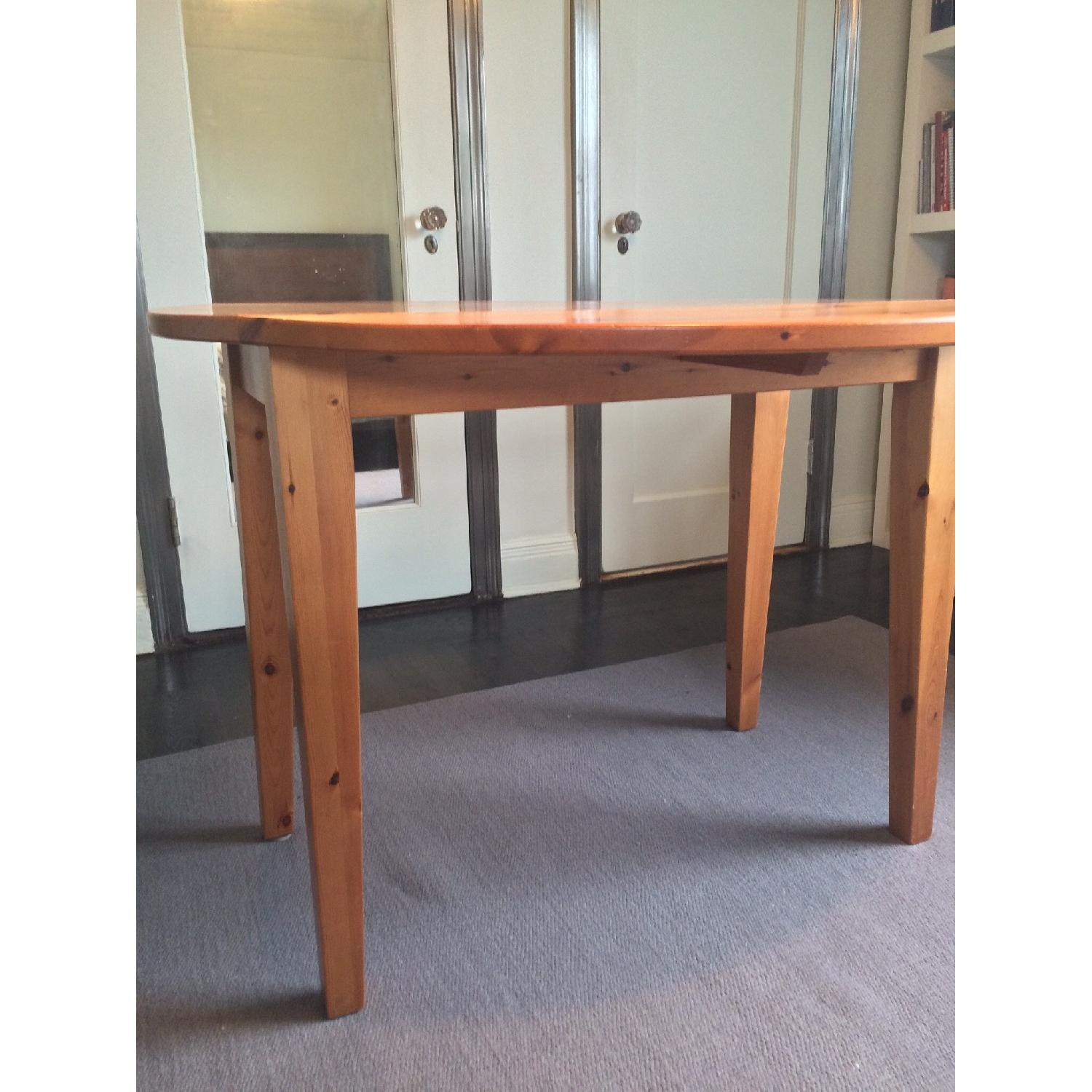 Pottery Barn Round Solid Wood Drop-Leaf Table - image-2
