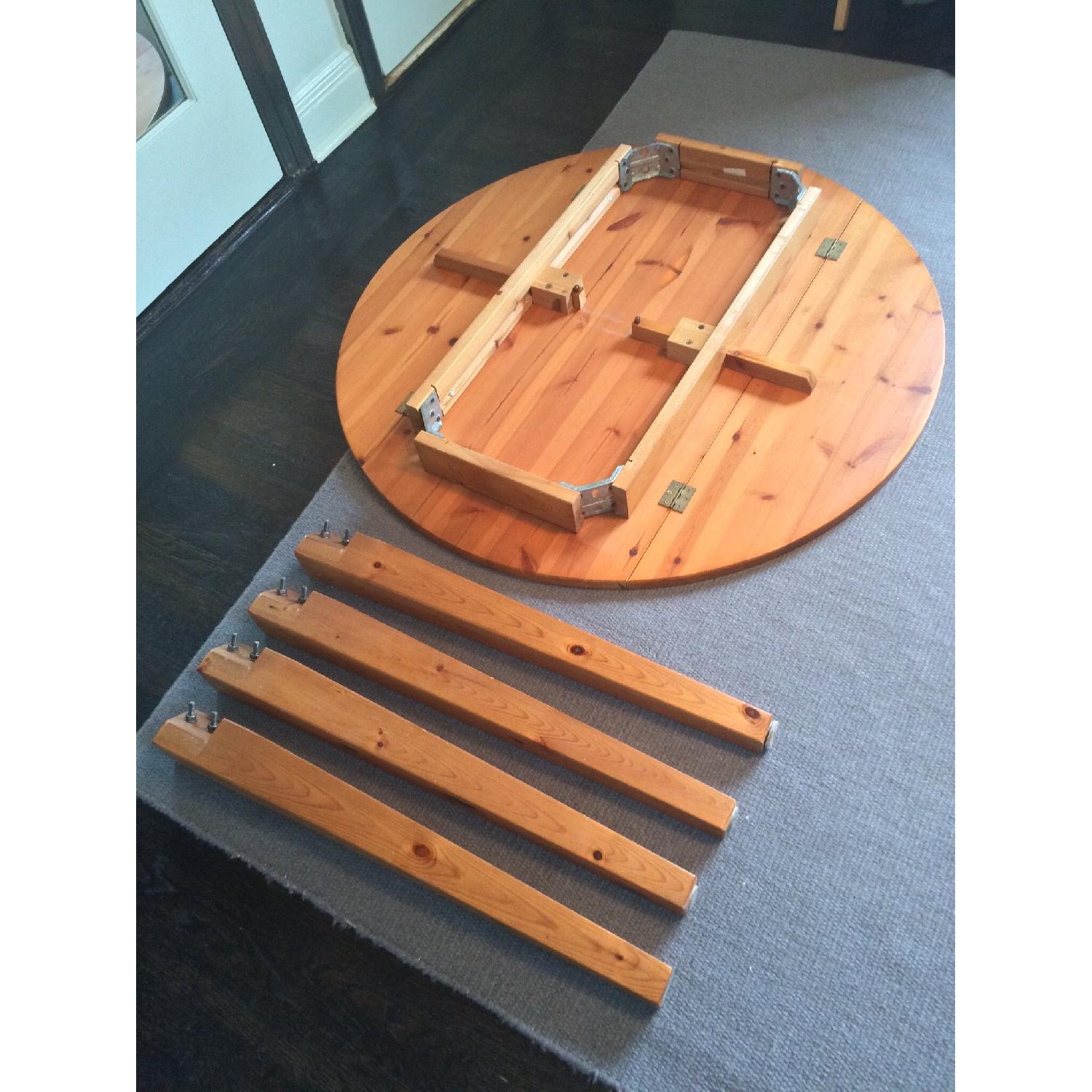 Pottery Barn Round Solid Wood Drop-Leaf Table - image-3