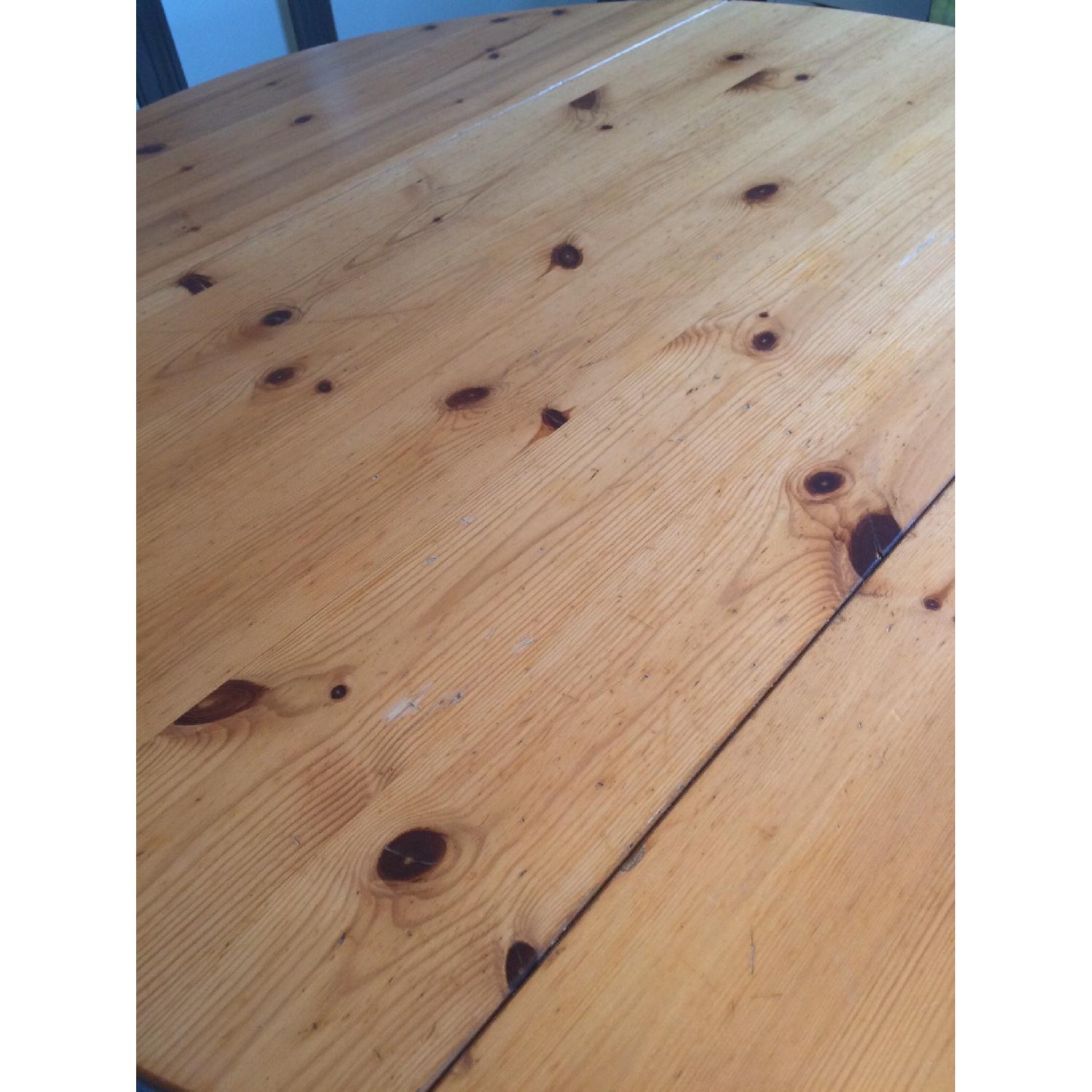 Pottery Barn Round Solid Wood Drop-Leaf Table - image-5