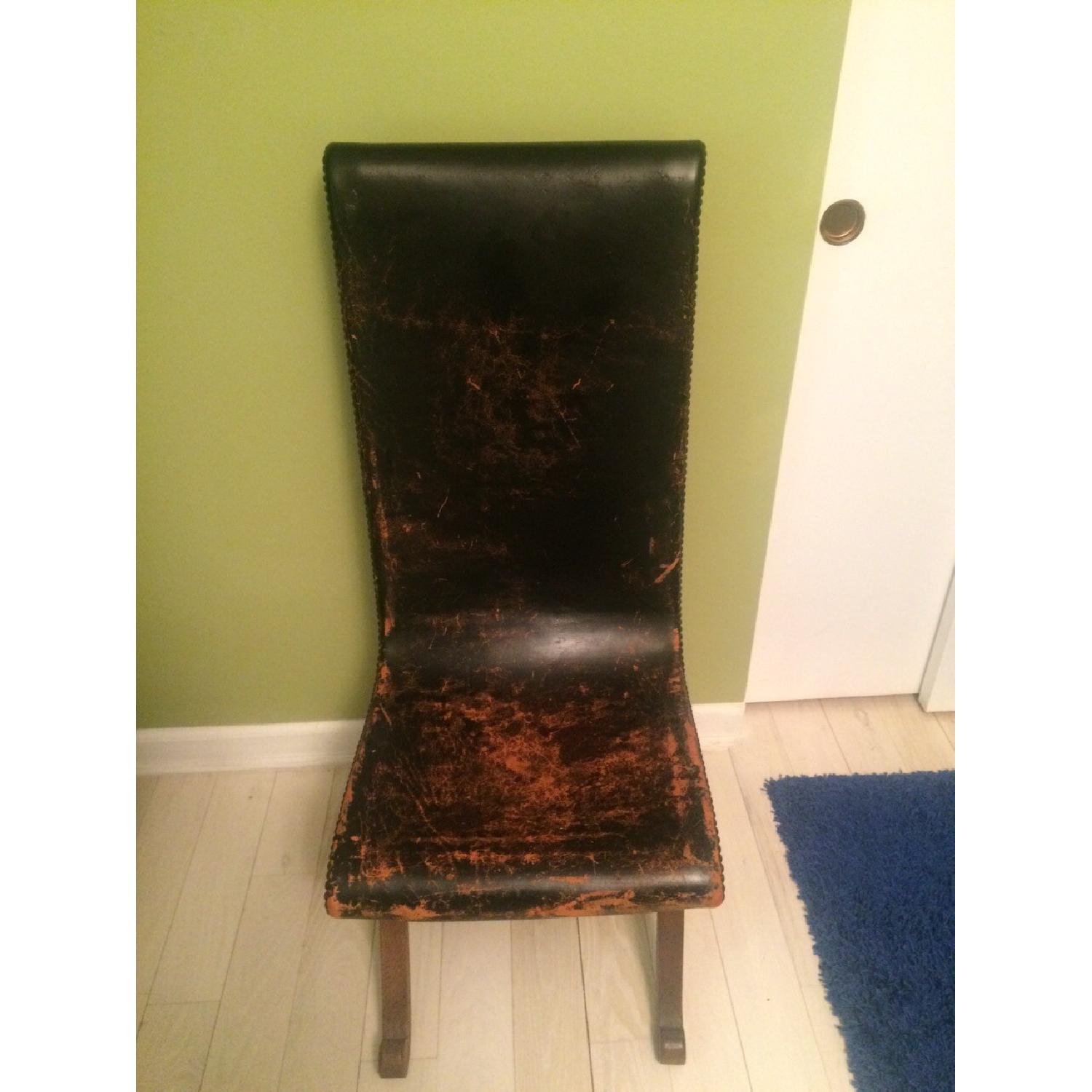 Antique Distressed Leather Accent Chair AptDeco