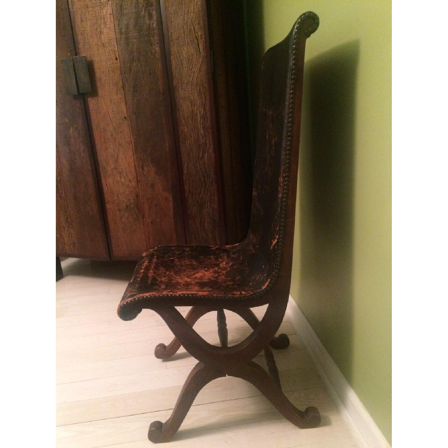 Antique Distressed Leather Accent Chair AptDeco