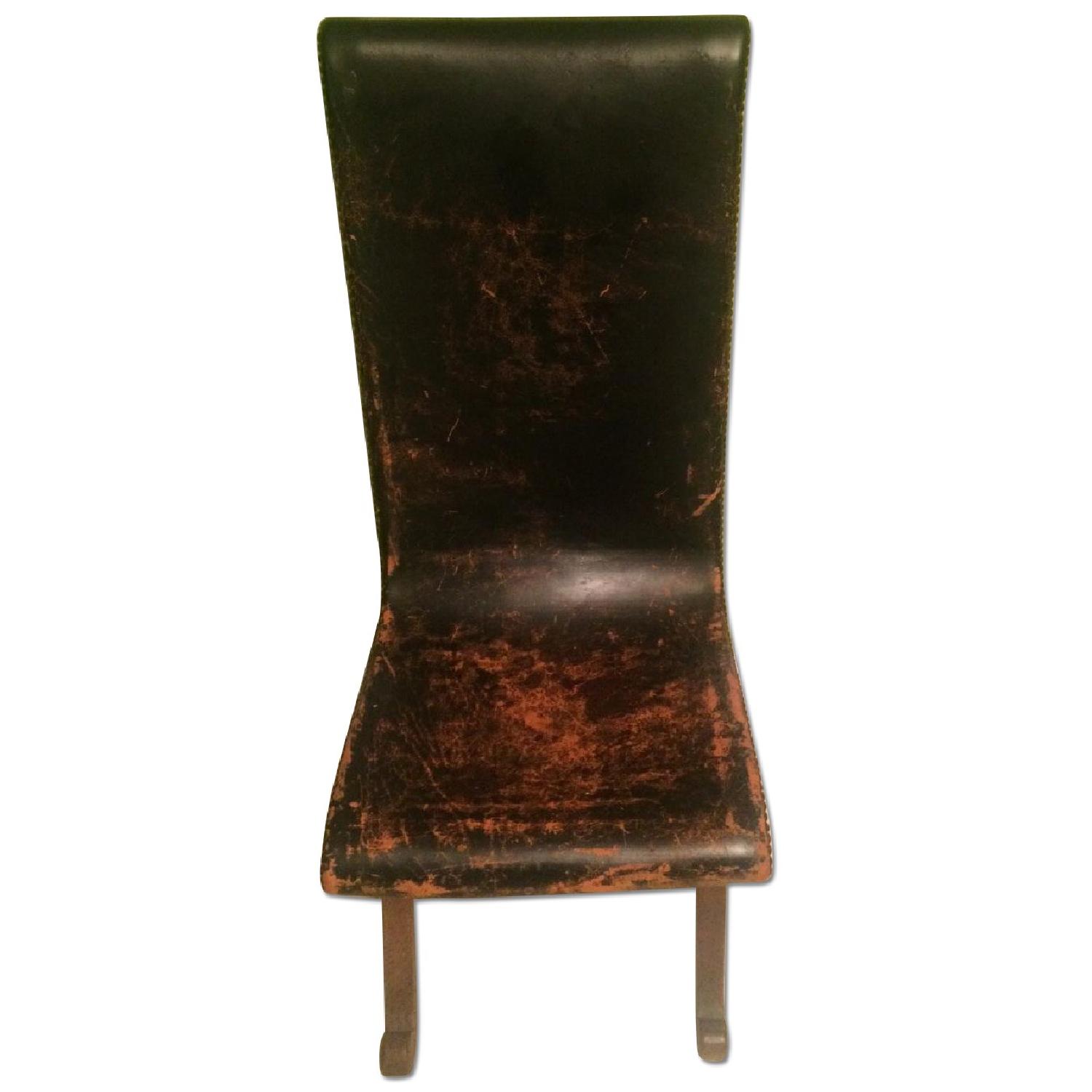 Antique Distressed Leather Accent Chair AptDeco