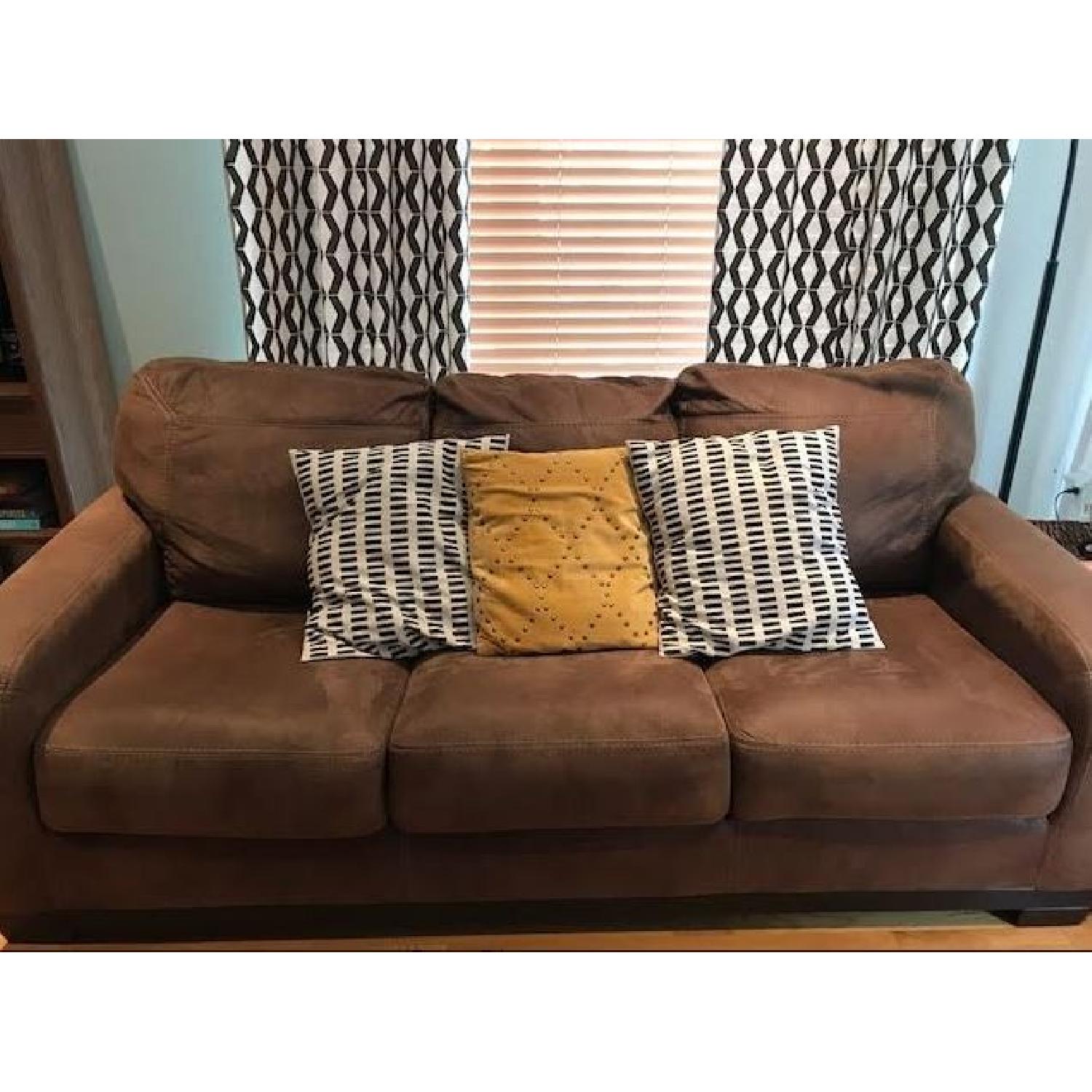 Ashley's Kylun Faux Leather Brown Couch - image-5