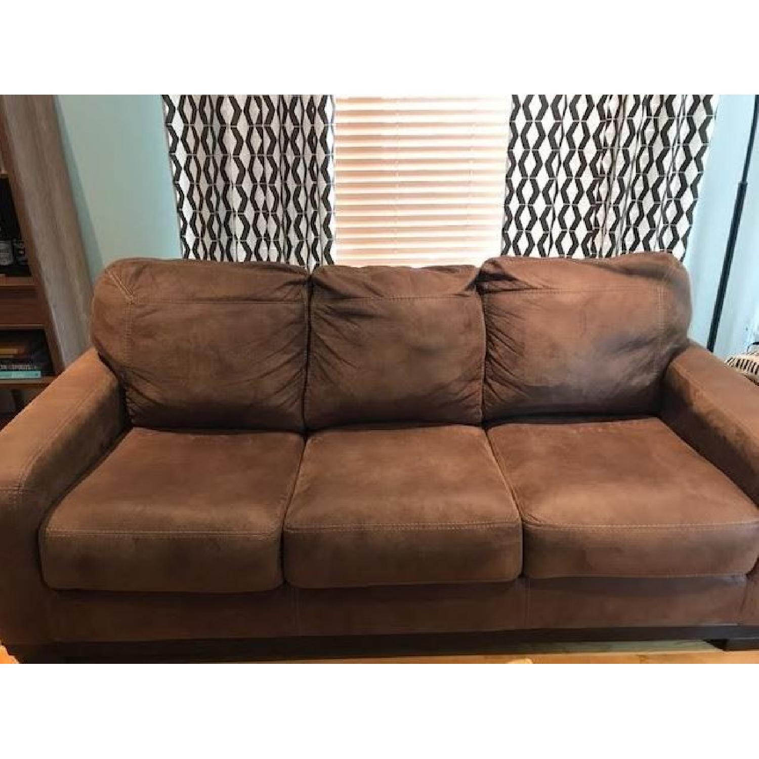 Ashley's Kylun Faux Leather Brown Couch - image-6