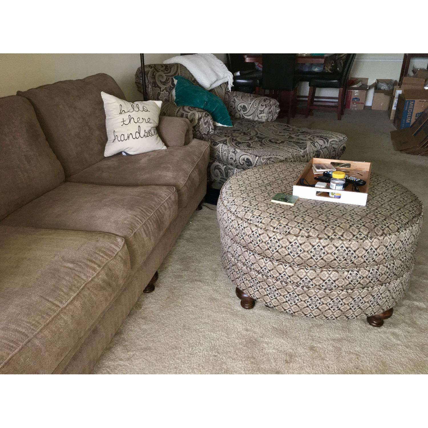 Beautyrest Couch + Chaise & Ottoman - image-1