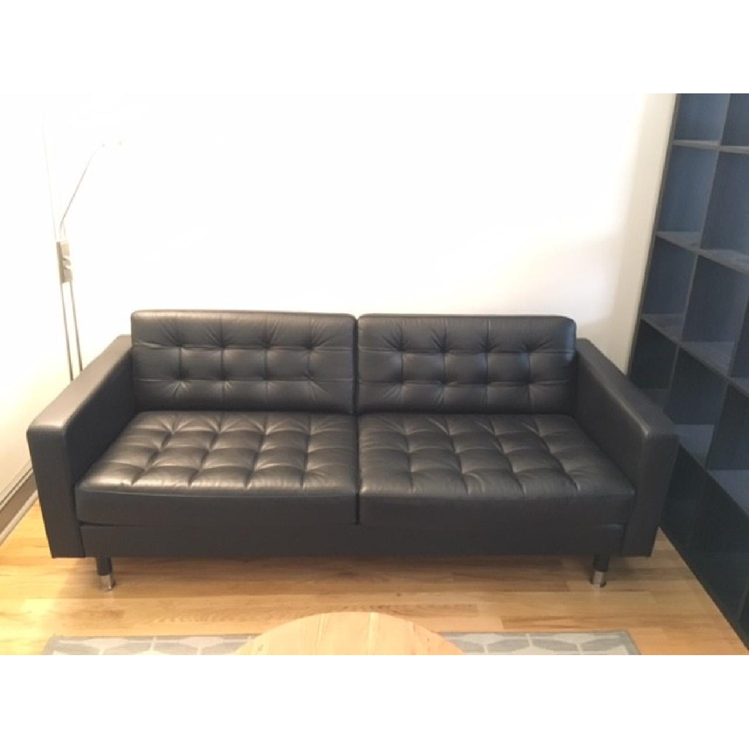 Ikea Landskrona Black Leather Sofa - image-1