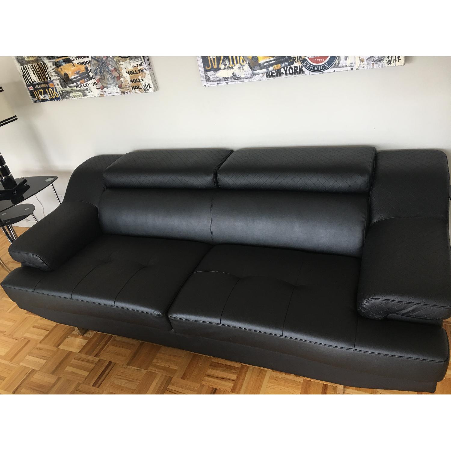 Jennifer Convertibles Bonded Leather Pan Sofa - image-1