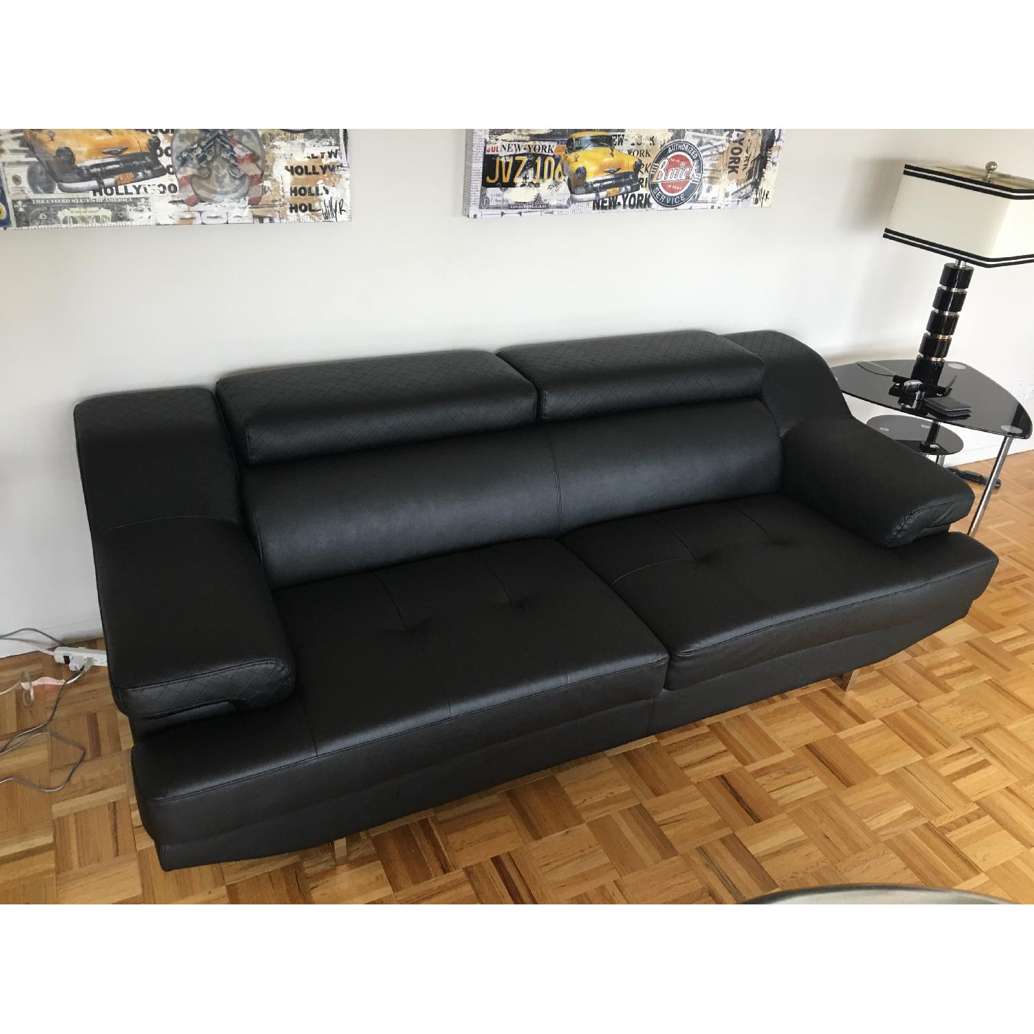 Jennifer Convertibles Bonded Leather Pan Sofa - image-3