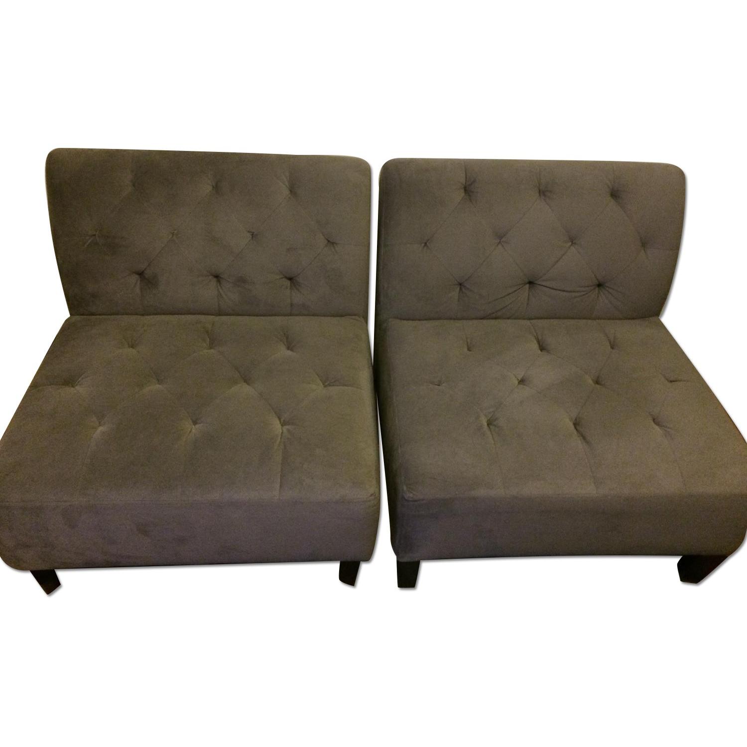 Macy's Microfiber Tufted Chair in Granite - image-0